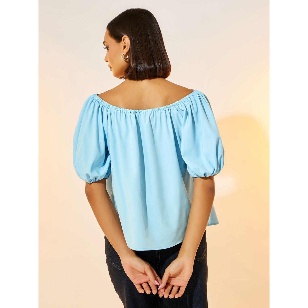 بلوزة بياقة عريضة وأكمام منفوخة-women-clothing-shirtsandblouses-blouses-image-4