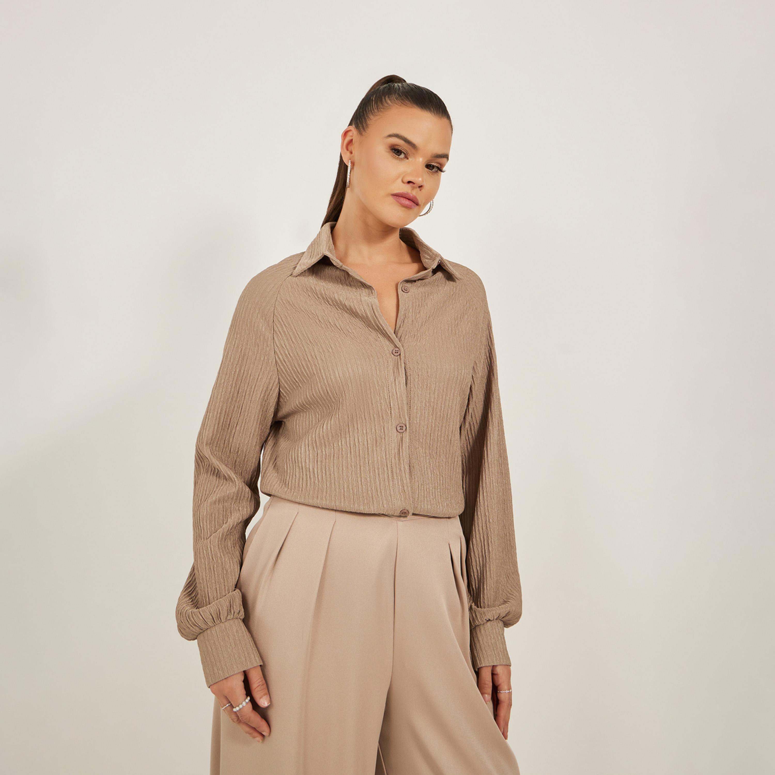 ستايلي - قميص محبوك منسوج كبير الحجم بأكمام راجلان-women-clothing-shirtsandblouses-shirts-image-1