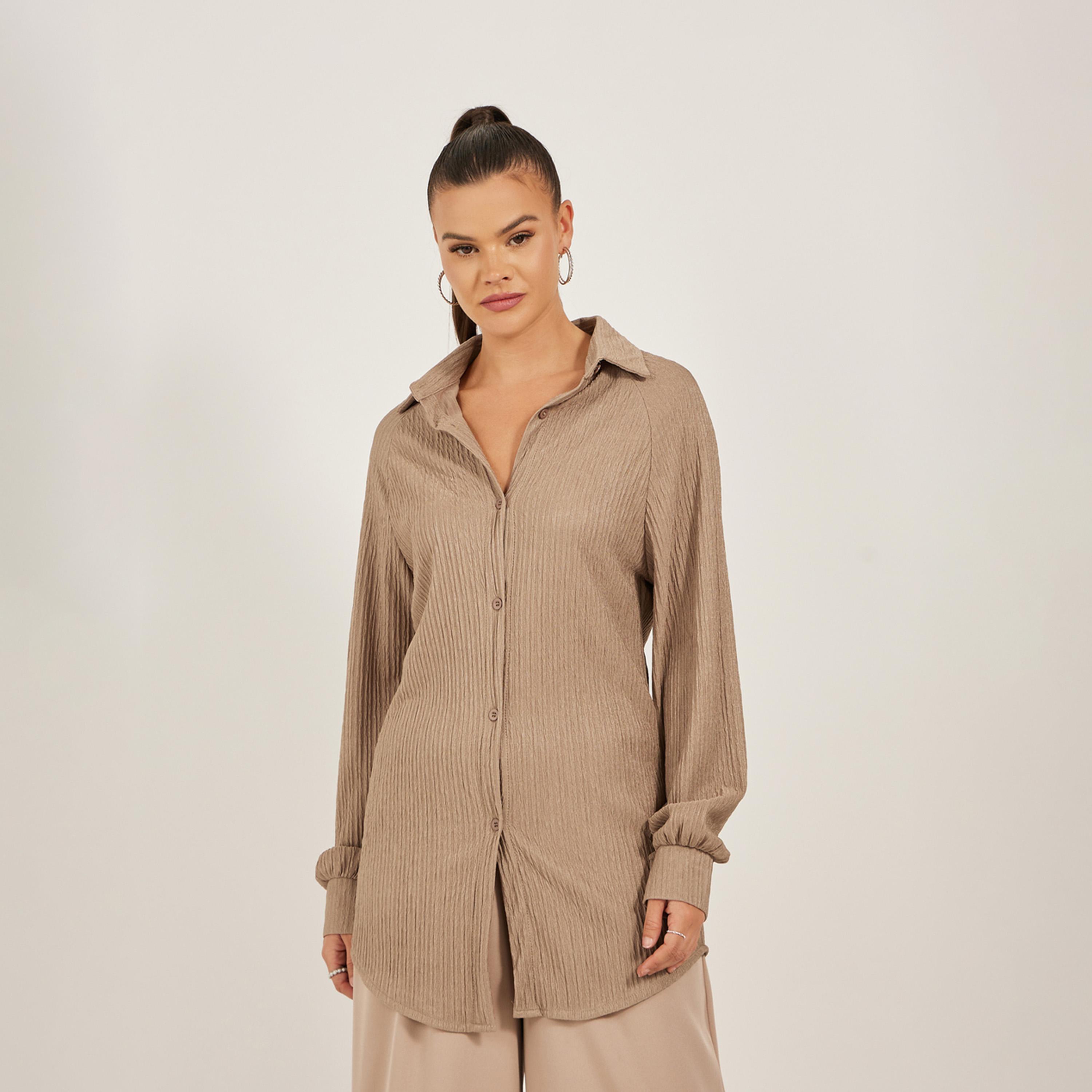 ستايلي - قميص محبوك منسوج كبير الحجم بأكمام راجلان-women-clothing-shirtsandblouses-shirts-image-3