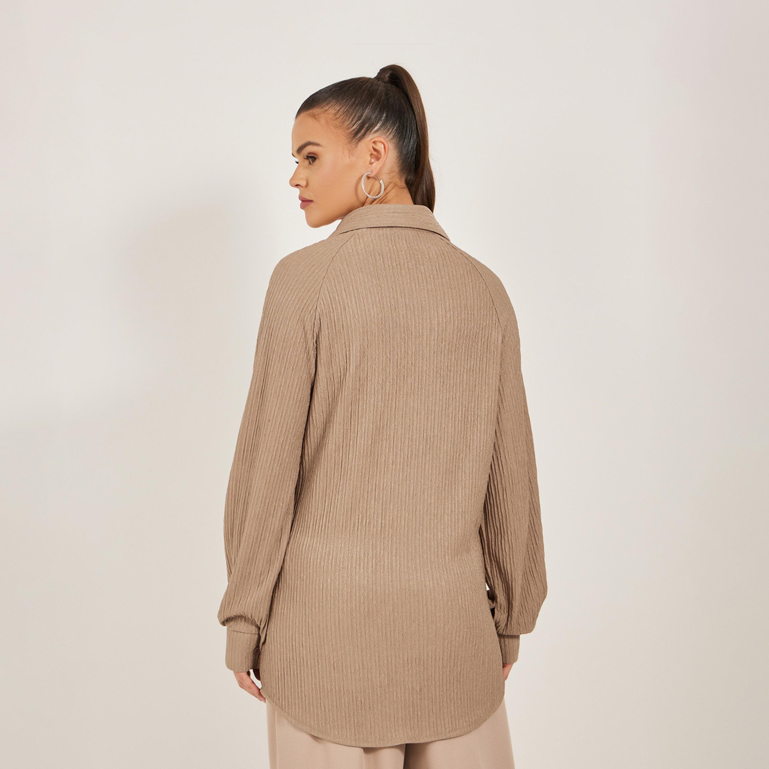 ستايلي - قميص محبوك منسوج كبير الحجم بأكمام راجلان-women-clothing-shirtsandblouses-shirts-image-5