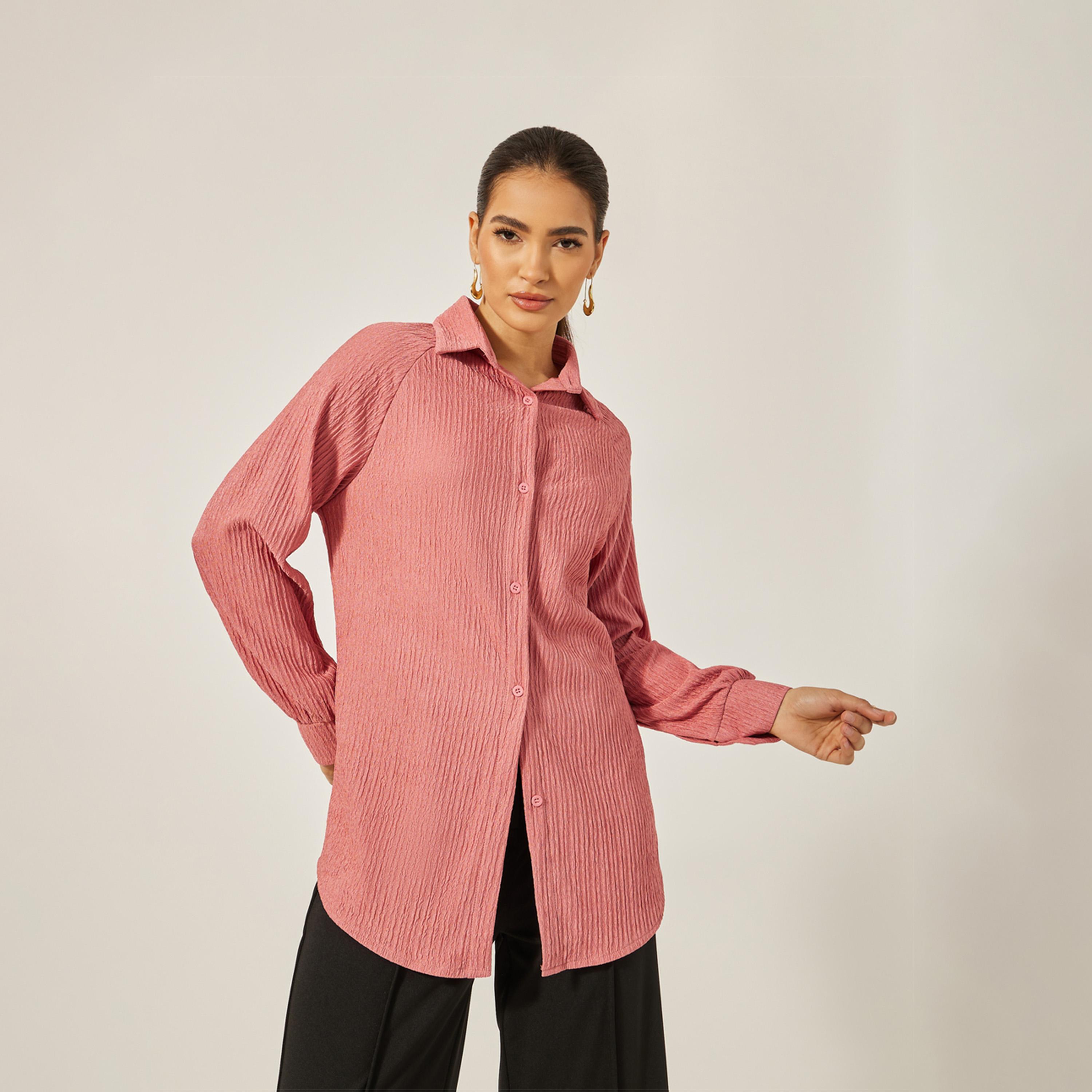 ستايلي - قميص محبوك كبير الحجم بأكمام راجلان-women-clothing-shirtsandblouses-shirts-image-1