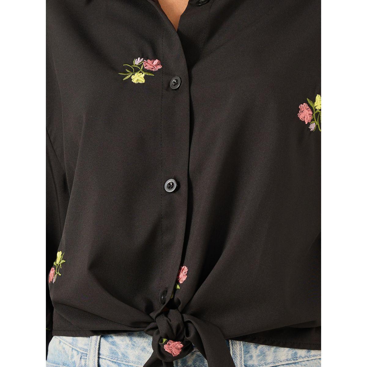بلوزة بقصة عادية وتفاصيل مُطرّزة مع أكمام 3/4-women-clothing-shirtsandblouses-shirts-image-3
