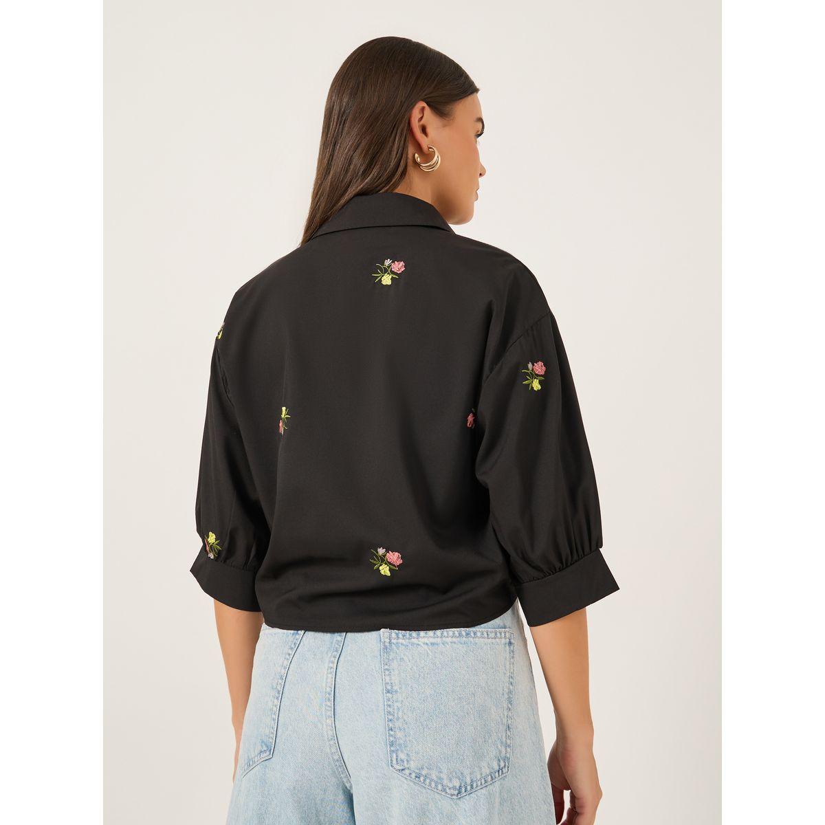بلوزة بقصة عادية وتفاصيل مُطرّزة مع أكمام 3/4-women-clothing-shirtsandblouses-shirts-image-5