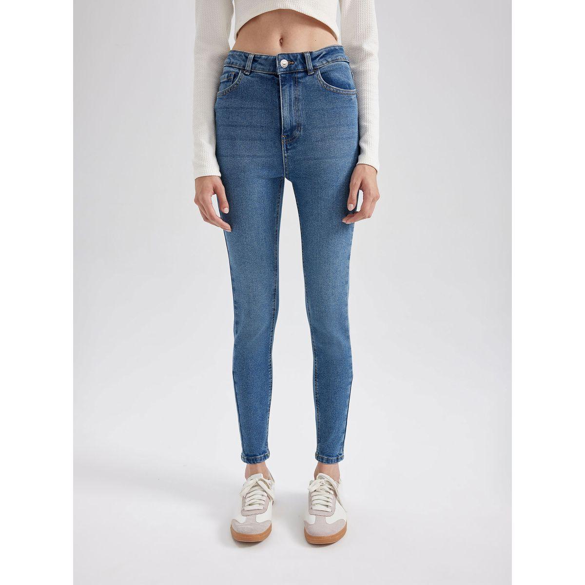جينز بطول الكاحل وقصة ضيقة مع خصر عالي ديفاكتو × ستايلي-women-clothing-bottoms-jeans-image-1