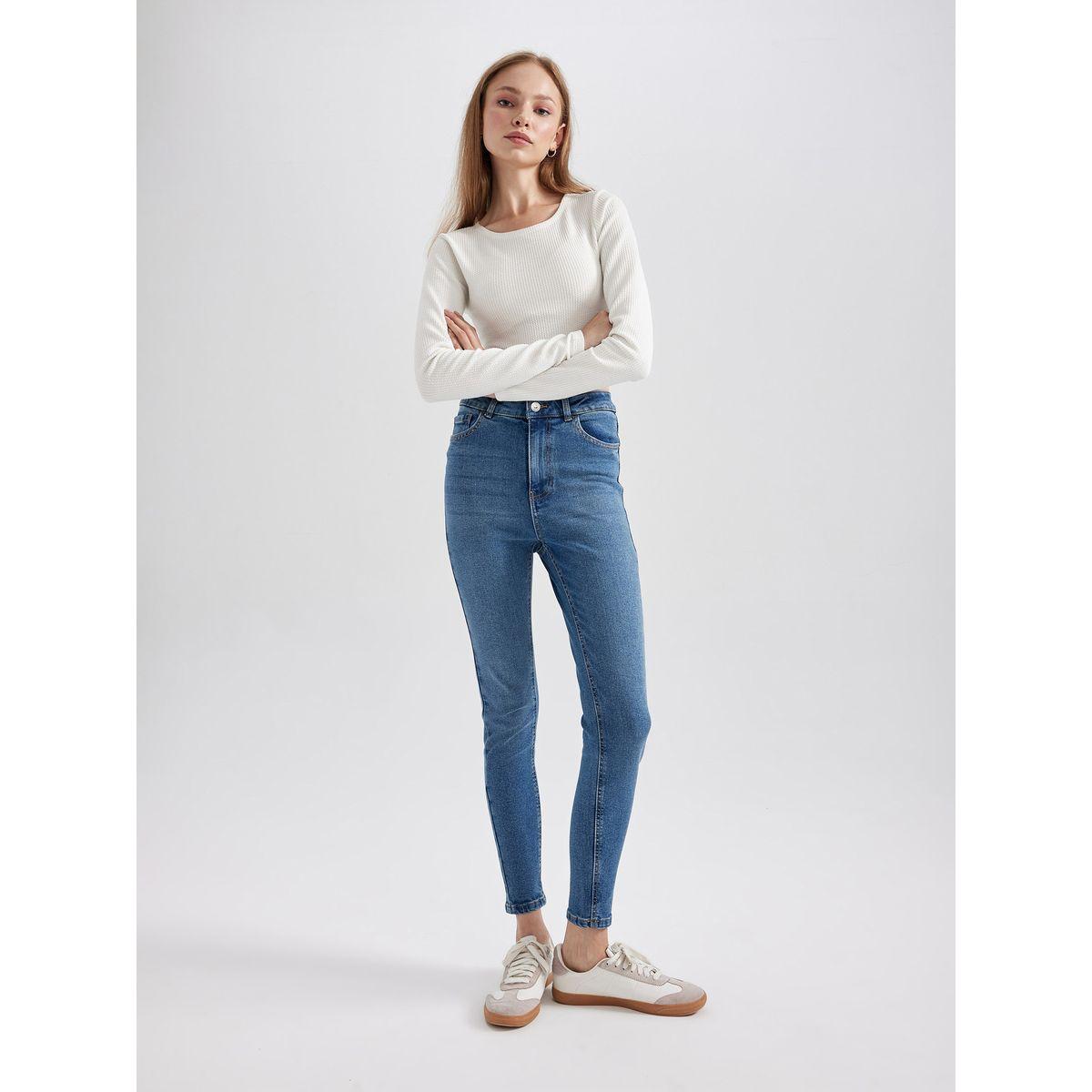 جينز بطول الكاحل وقصة ضيقة مع خصر عالي ديفاكتو × ستايلي-women-clothing-bottoms-jeans-image-6