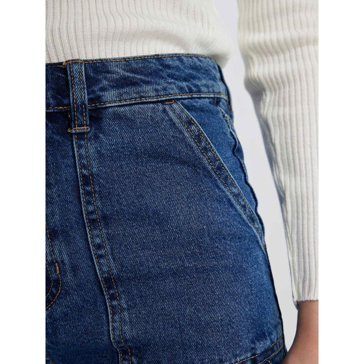 جينز سادة بجيوب جانبية وخصر عالي ديفاكتو × ستايلي-women-clothing-bottoms-jeans-image-4