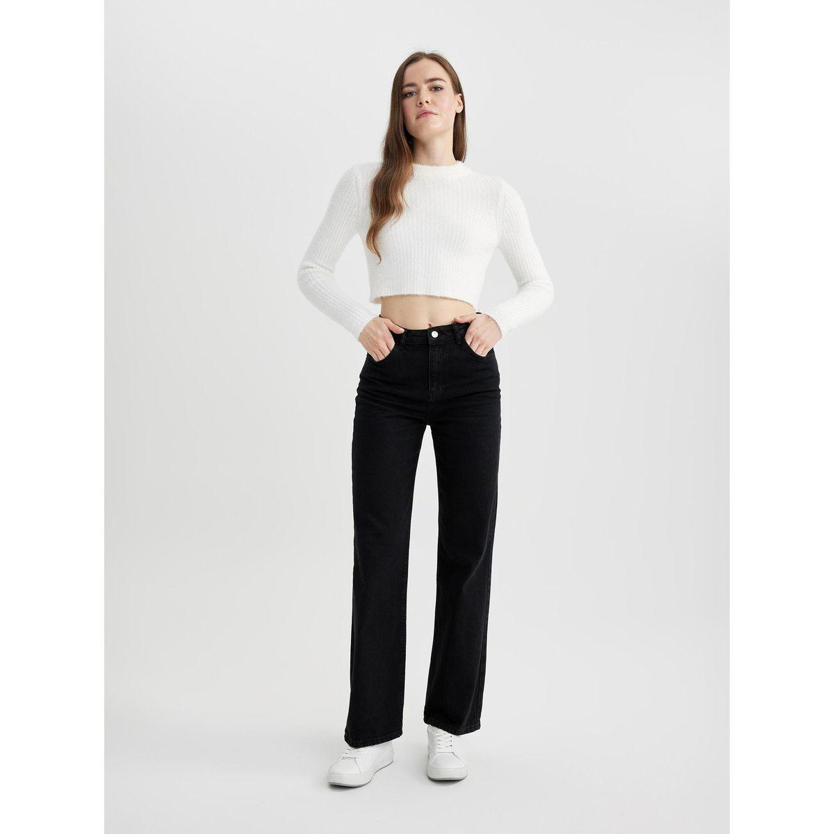 جينز بأرجل واسعة وخصر عالي ديفاكتو × ستايلي-women-clothing-bottoms-jeans-image-3
