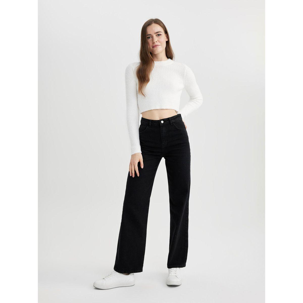 DeFacto X Styli  Wide Leg High Rise Dark Wash Jeans-women-clothing-bottoms-jeans-image-4