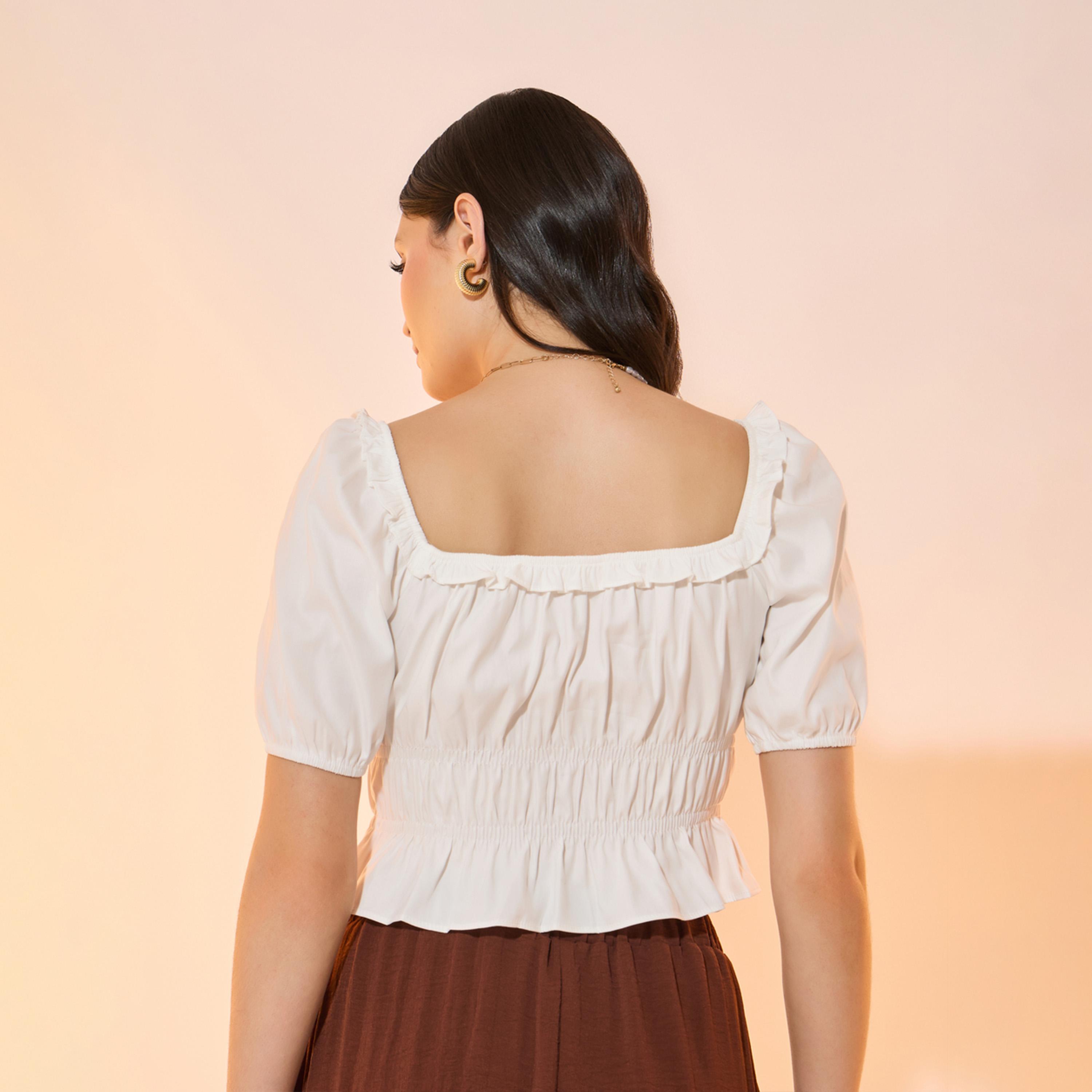 Take Two Solid Square Neck Ruffle Hem Crop Blouse-women-clothing-shirtsandblouses-blouses-image-4