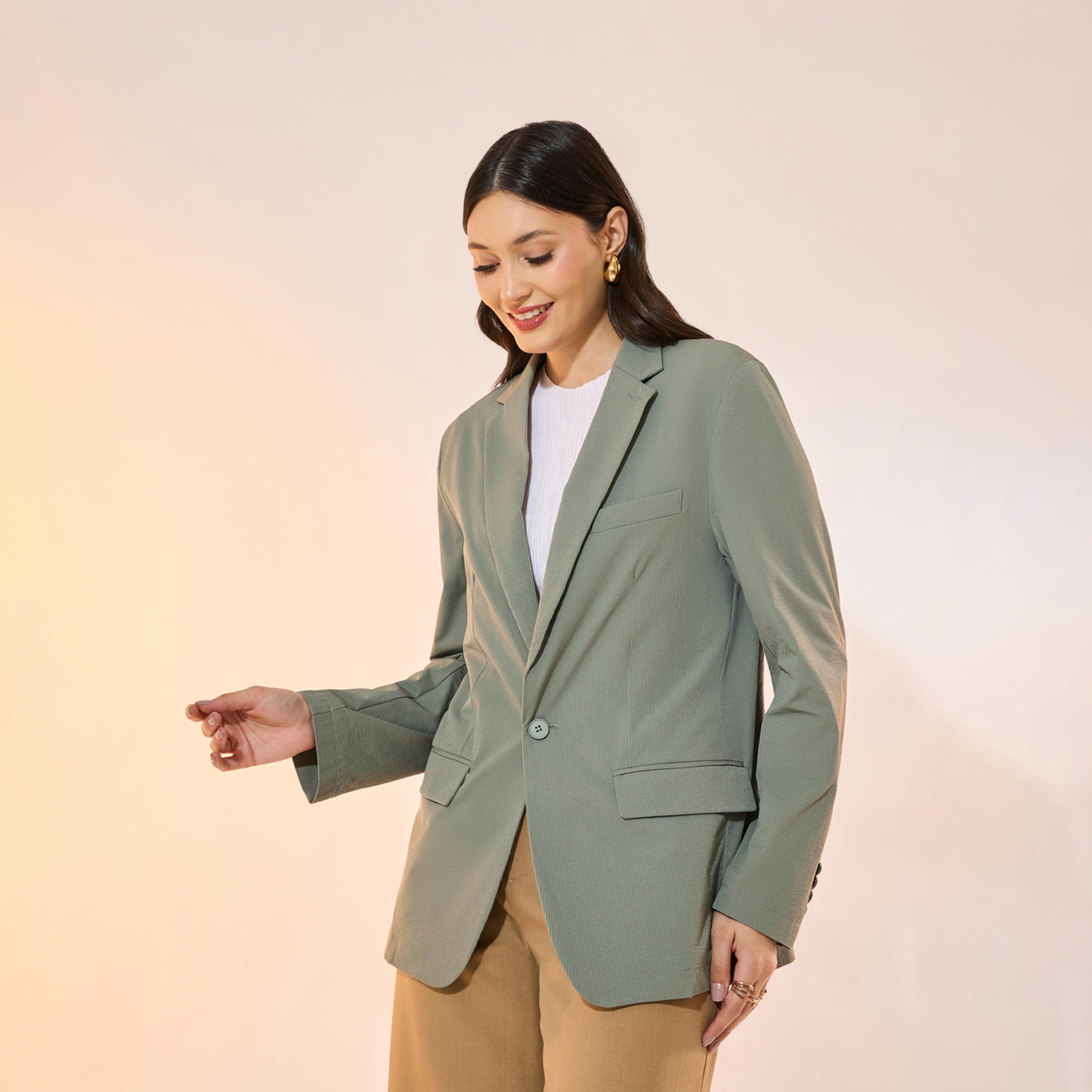Take Two Texture Notch Lapel Longline Blazer with Pockets-women-clothing-coatsandjackets-blazers-image-1