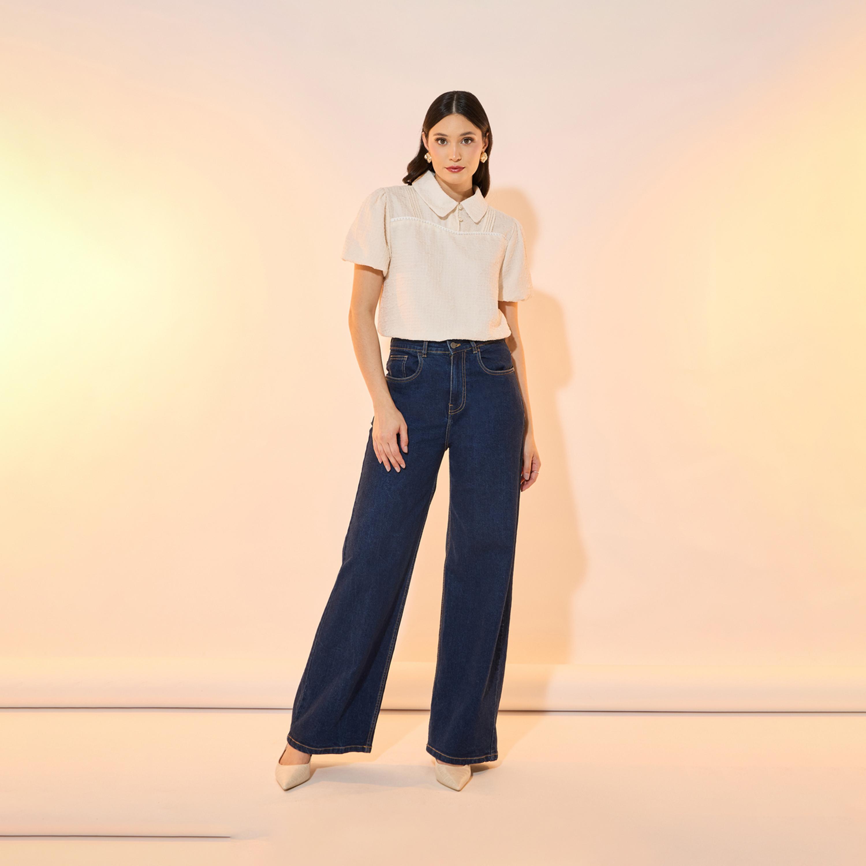 Take Two Texture Lapel Lantern Sleeve Collared Blouse-women-clothing-shirtsandblouses-blouses-image-2