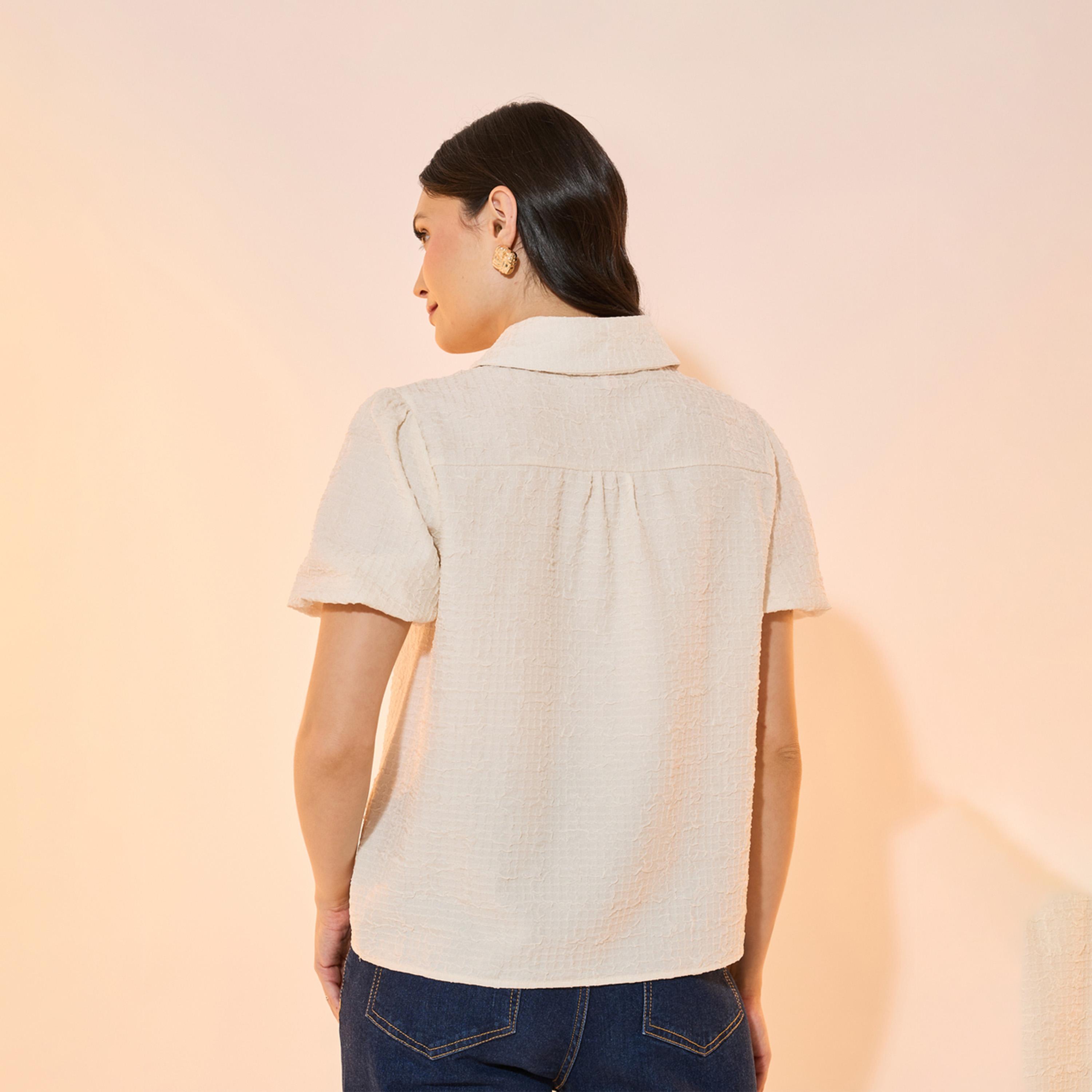 Take Two Texture Lapel Lantern Sleeve Collared Blouse-women-clothing-shirtsandblouses-blouses-image-5