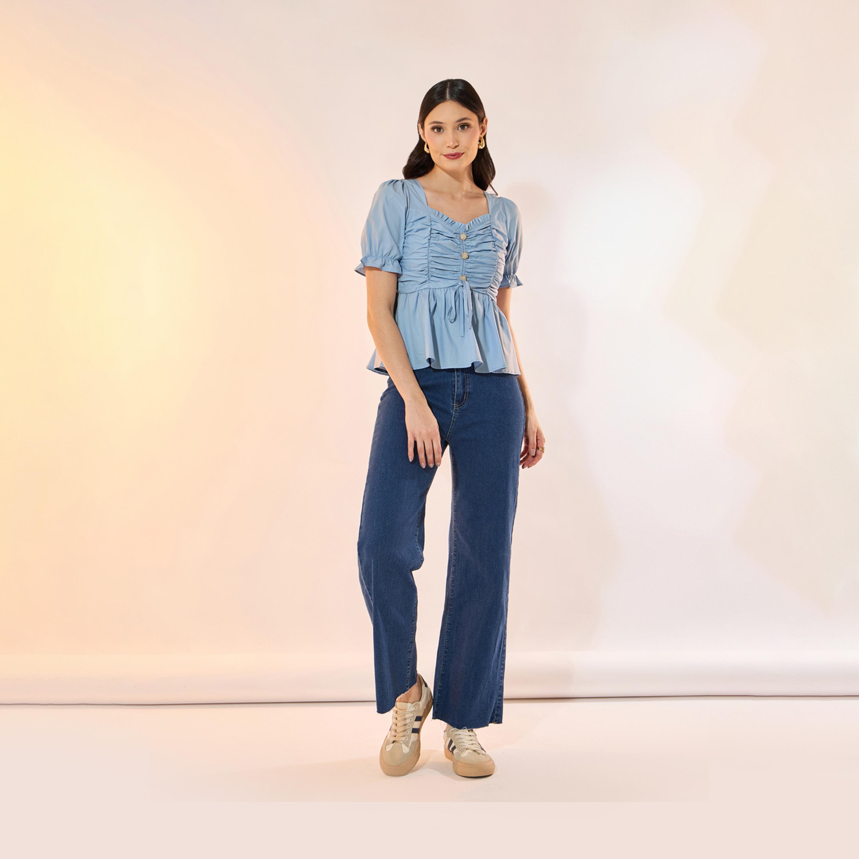Take Two Square Neck Gathered Peplum Blouse-women-clothing-shirtsandblouses-blouses-image-2
