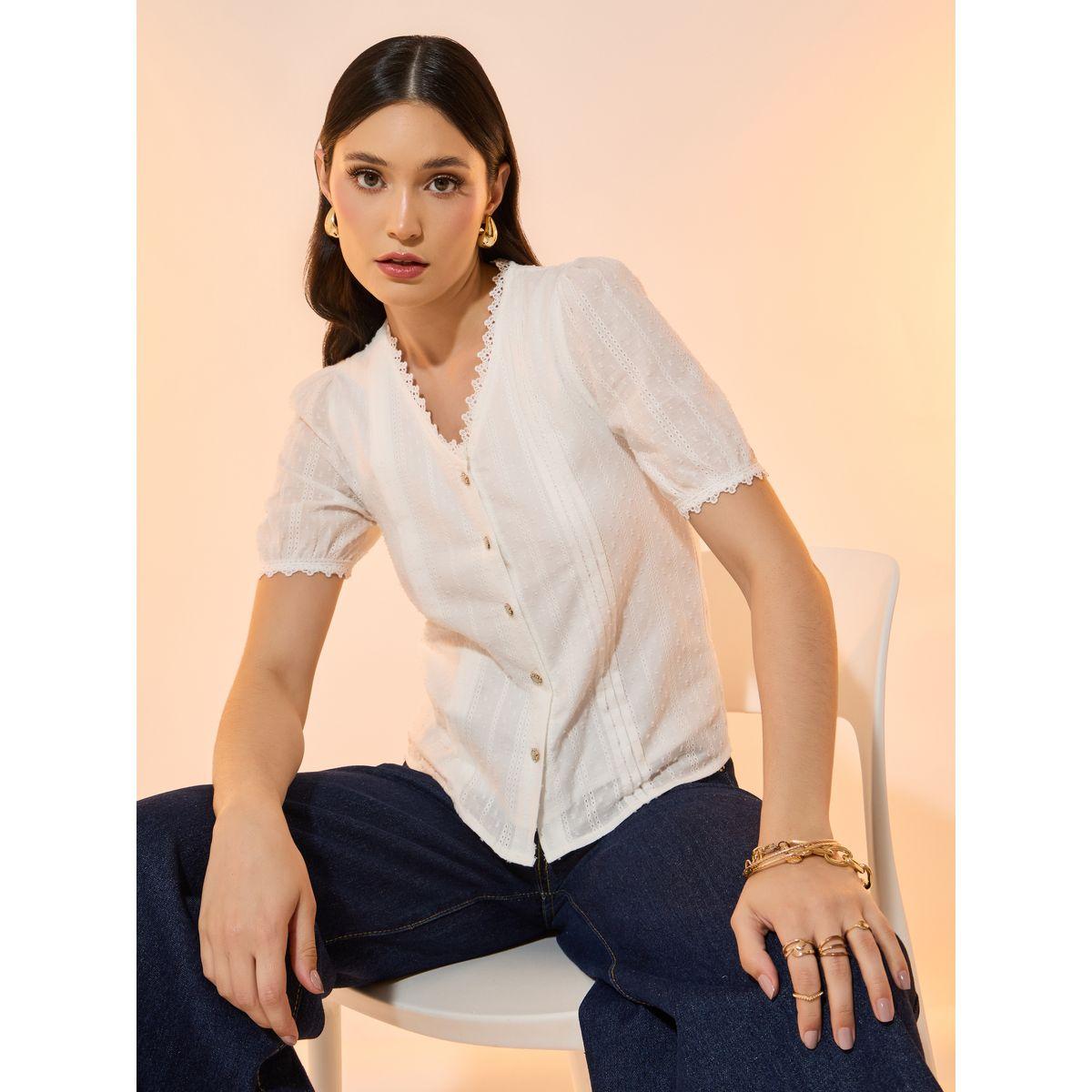 Take Two Cotton Embroidery Lace Trim Short Sleeve Shirt-women-clothing-shirtsandblouses-shirts-image-6