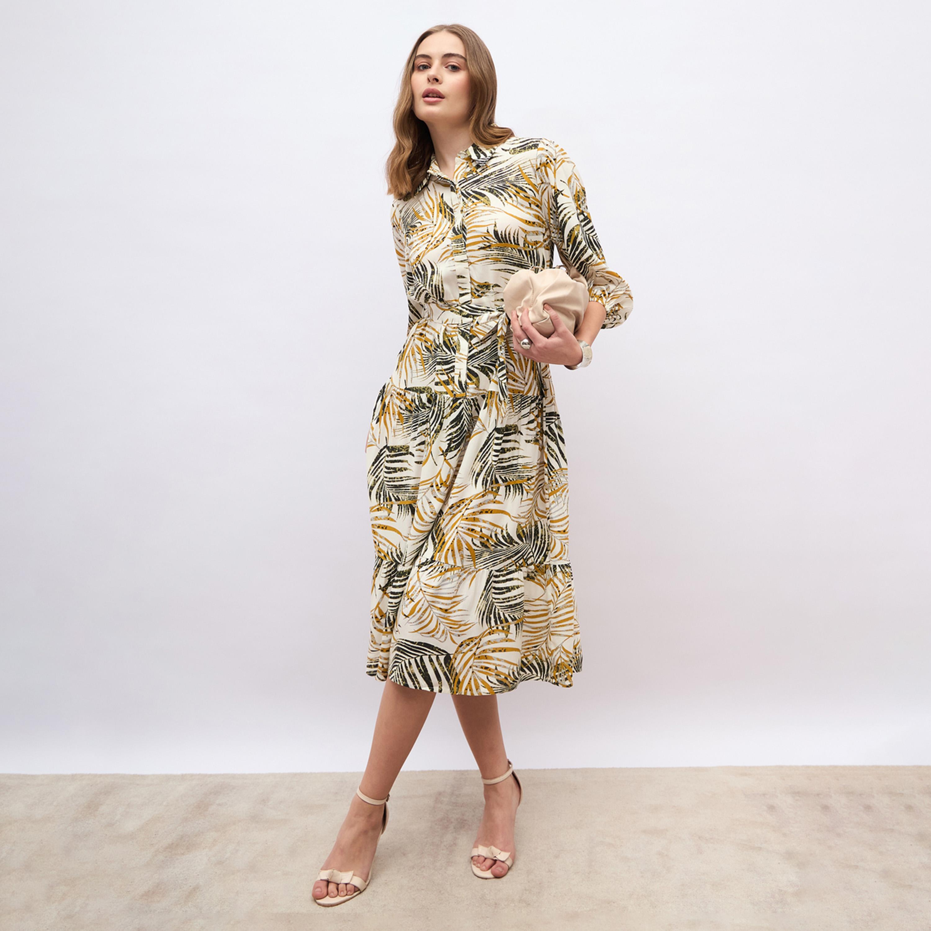 Styli Floral Print Balloon Sleeves A-Line Midi Dress-women-clothing-dresses-image-1