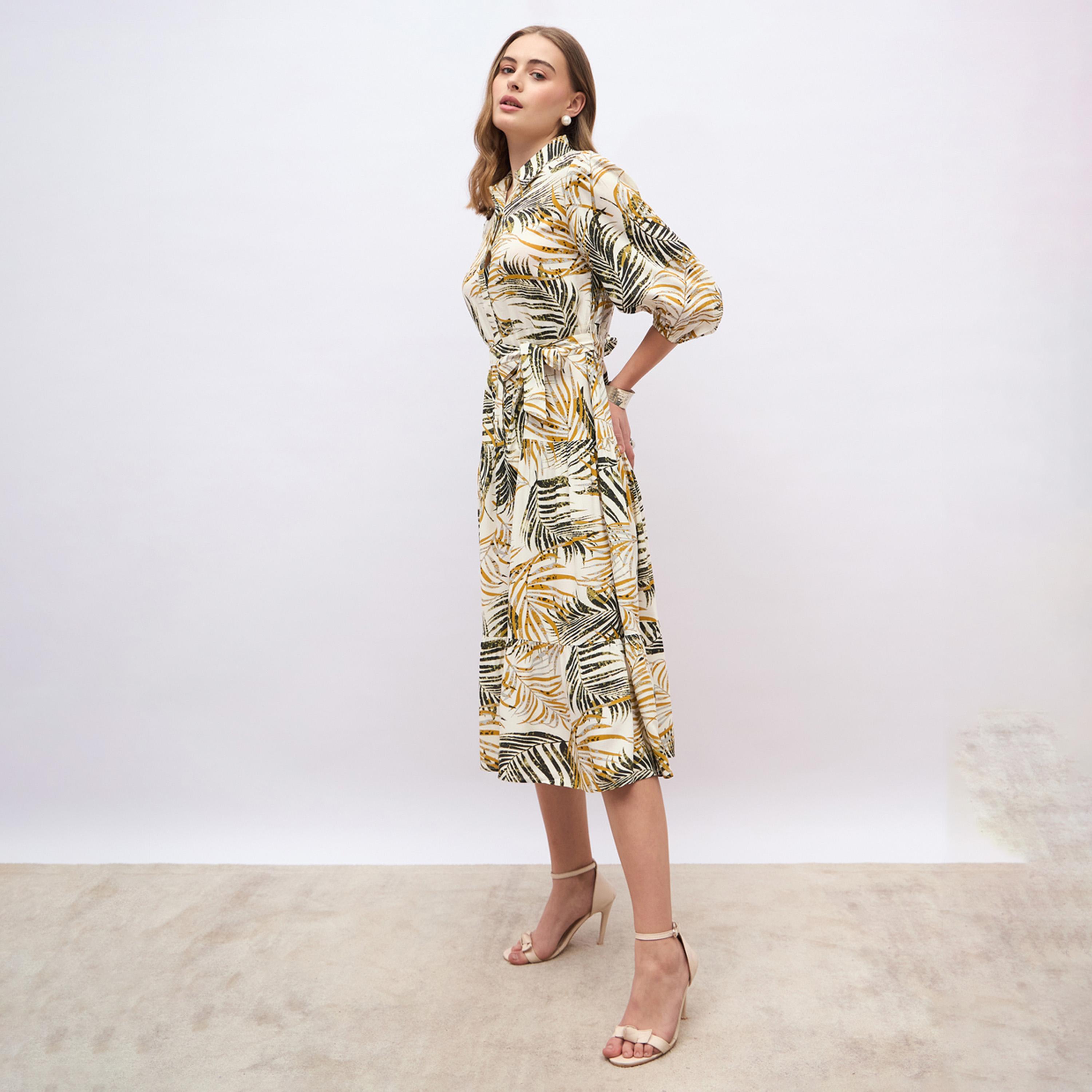 Styli Floral Print Balloon Sleeves A-Line Midi Dress-women-clothing-dresses-image-3