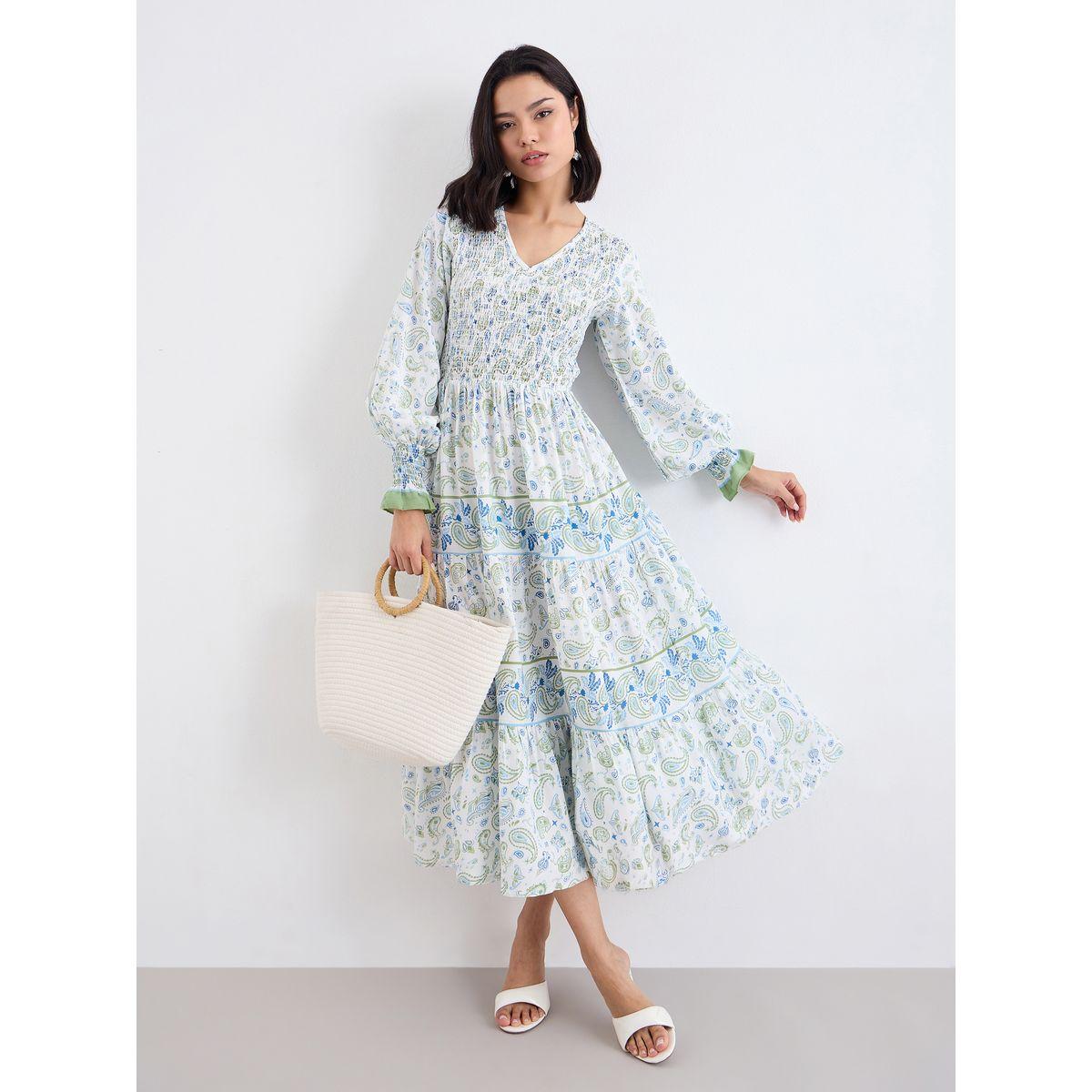 فستان قصيرة مزين بطبعة بيزلي-women-clothing-dresses-image-1