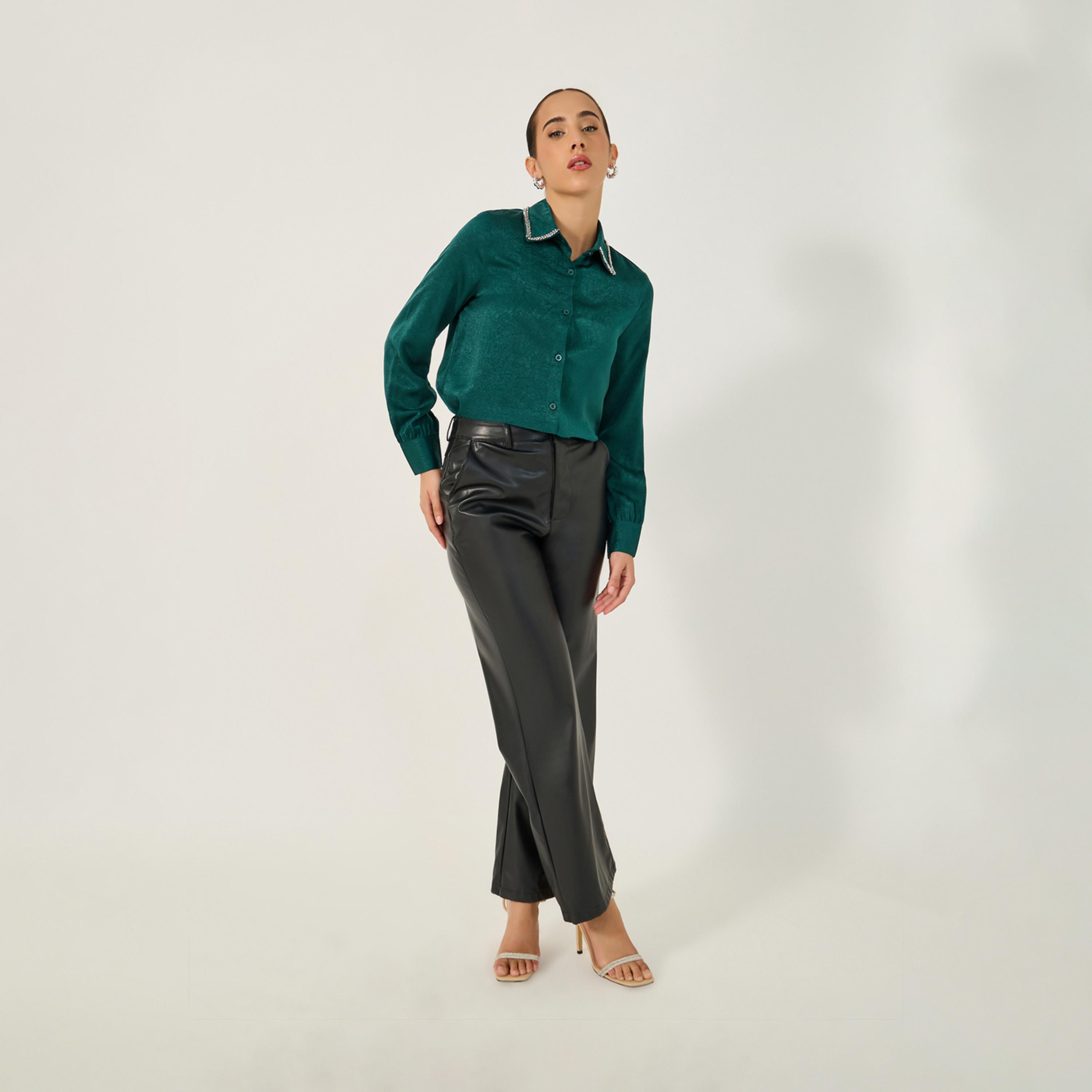 ستايلي - قميص بقصّة عادية وياقة منسدلة-women-clothing-shirtsandblouses-shirts-image-2