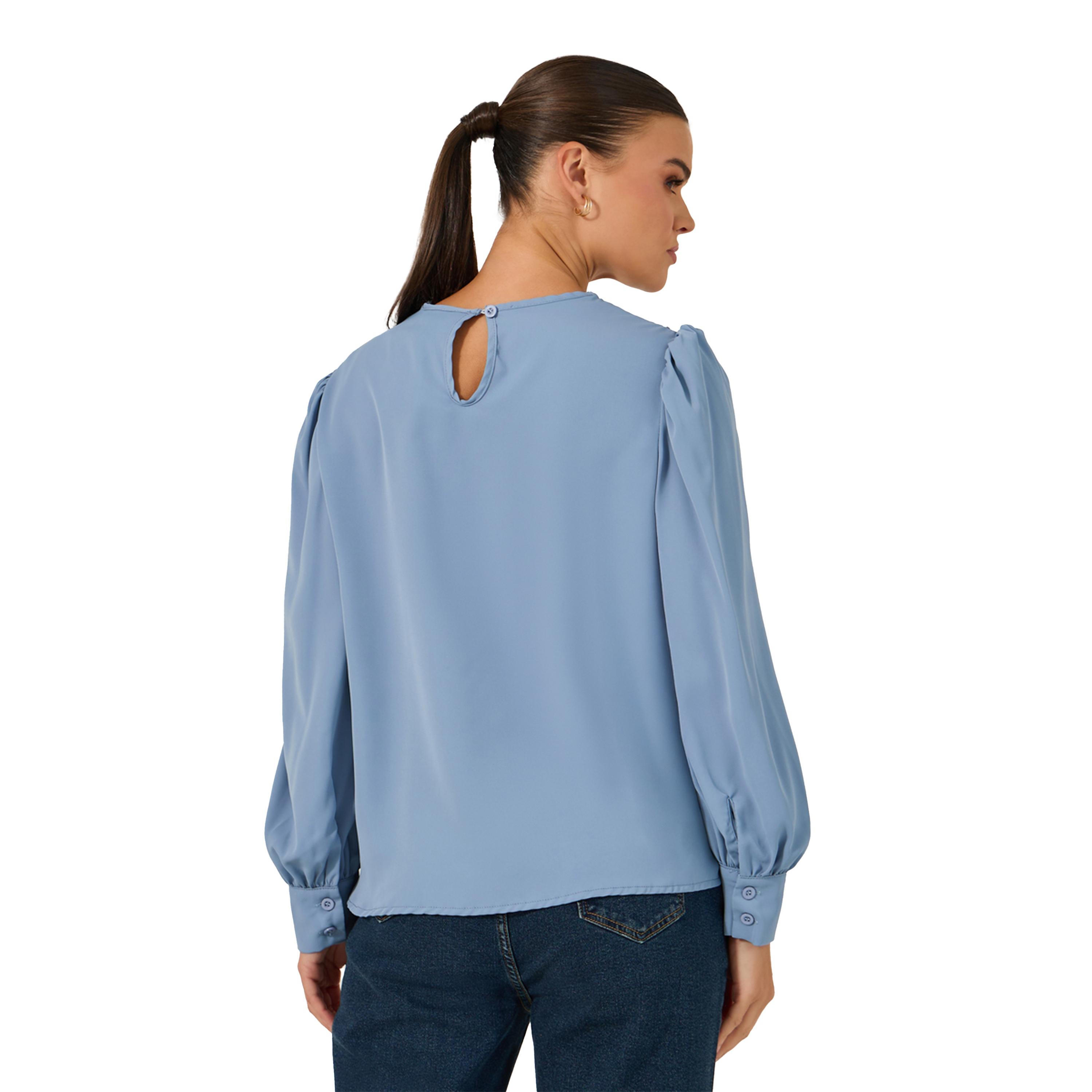 Styli Solid Long Sleeve Blouse with Lace Detail-women-clothing-shirtsandblouses-blouses-image-5