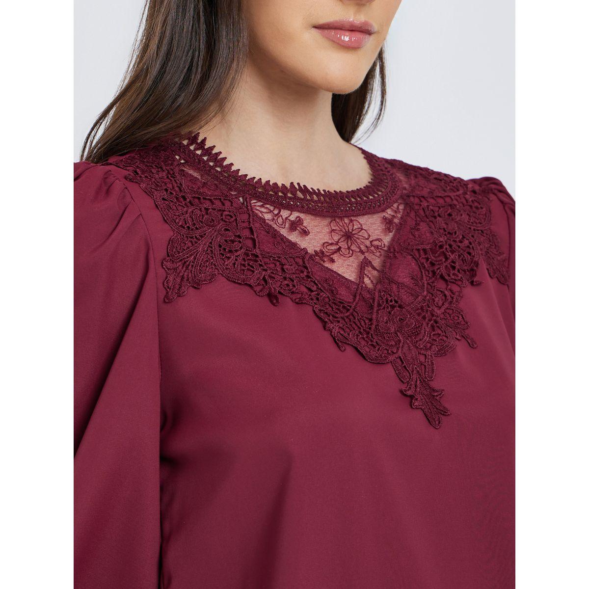 Styli Lace Insert Balloon Sleeve Blouse-women-clothing-shirtsandblouses-blouses-image-4