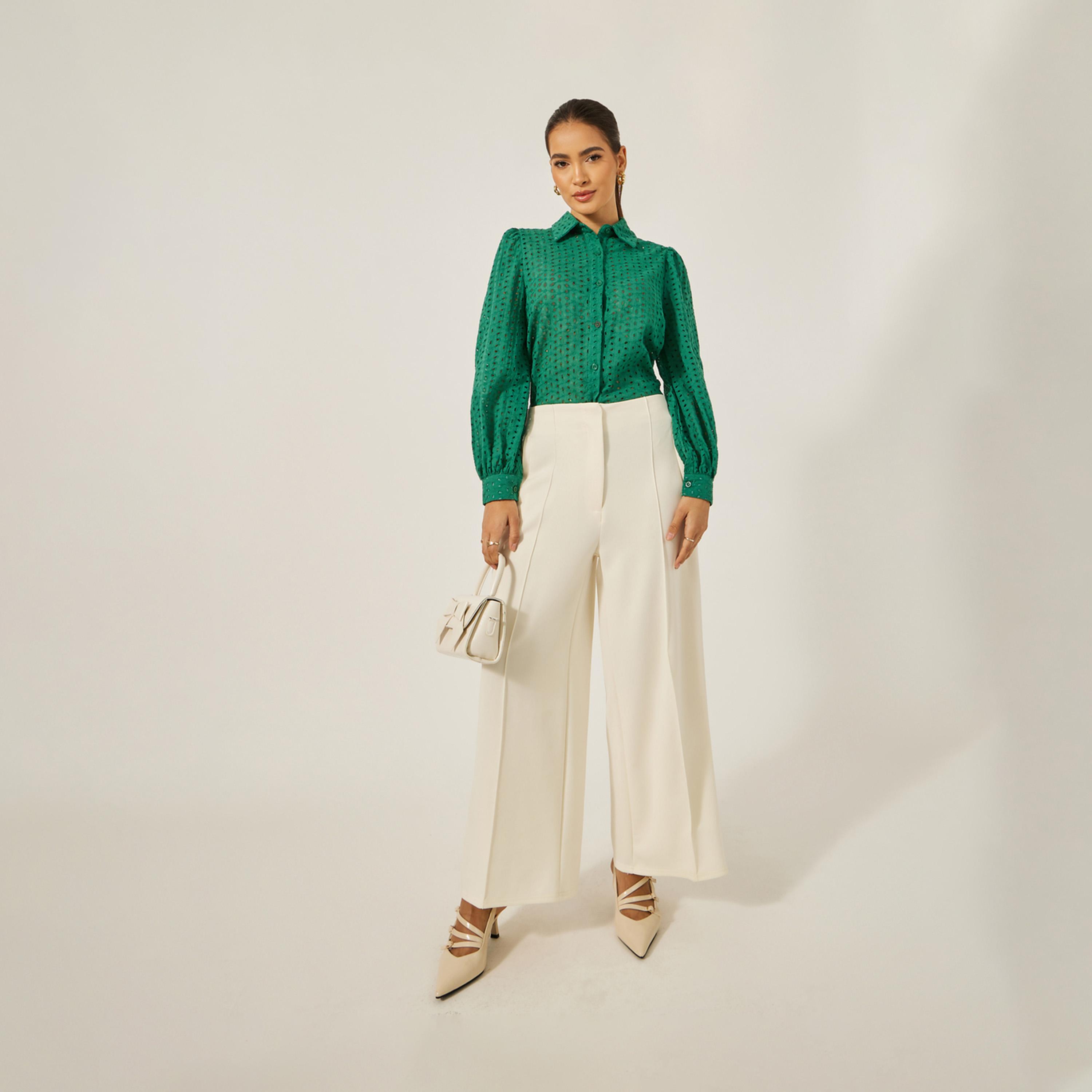 ستايلي - قميص شيفلي بقصّة عادية وأكمام منفوخة-women-clothing-shirtsandblouses-shirts-image-2