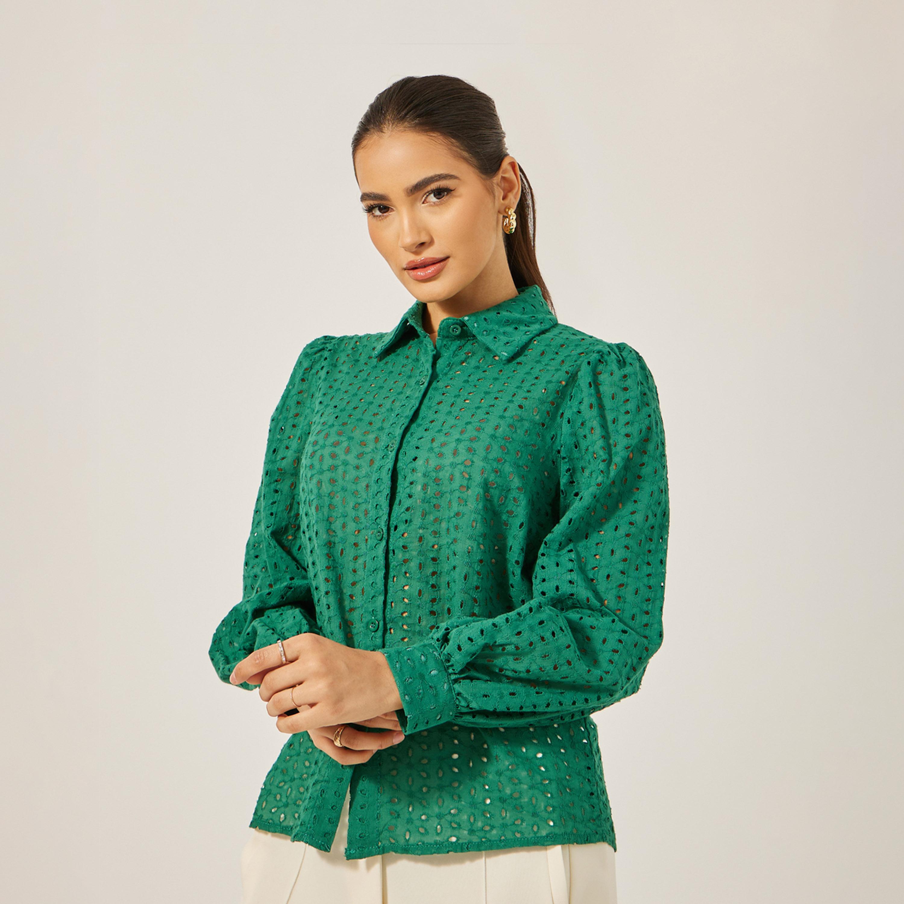 Styli Schiffli Balloon Sleeve Regular Fit Shirt-women-clothing-shirtsandblouses-shirts-image-3