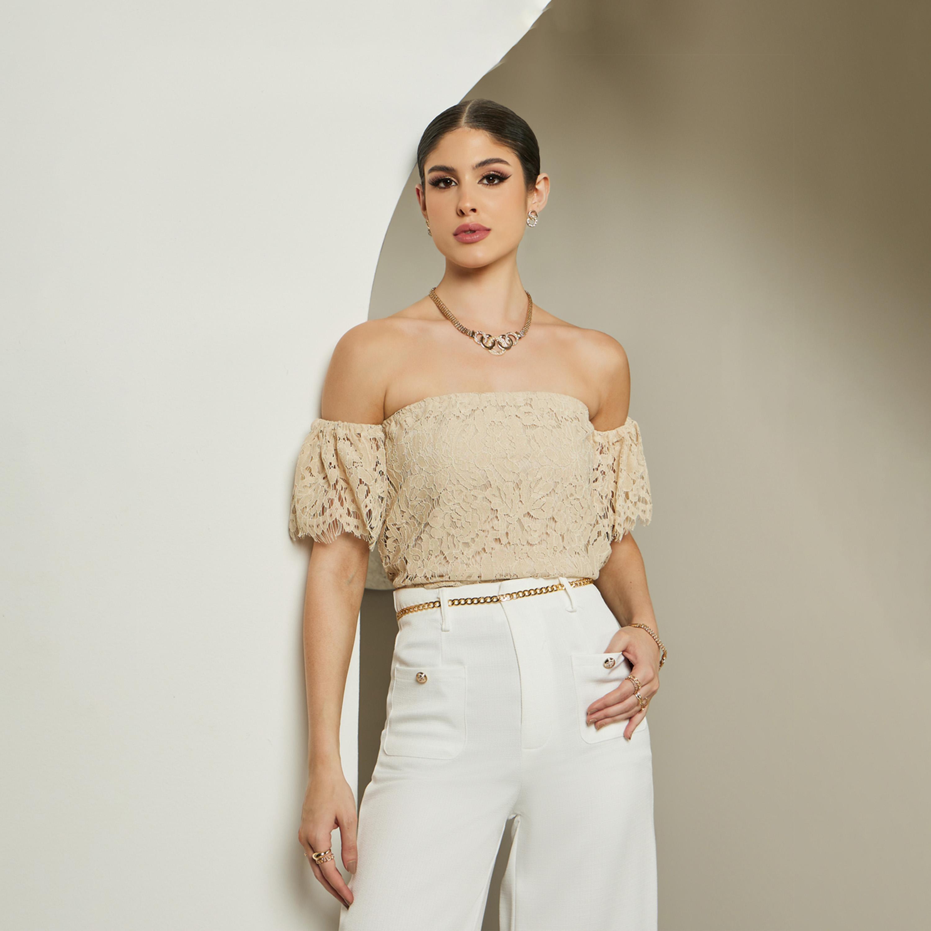 Styli Bandeau Neck Scalloped Hem Lined Top-women-clothing-shirtsandblouses-blouses-image-1