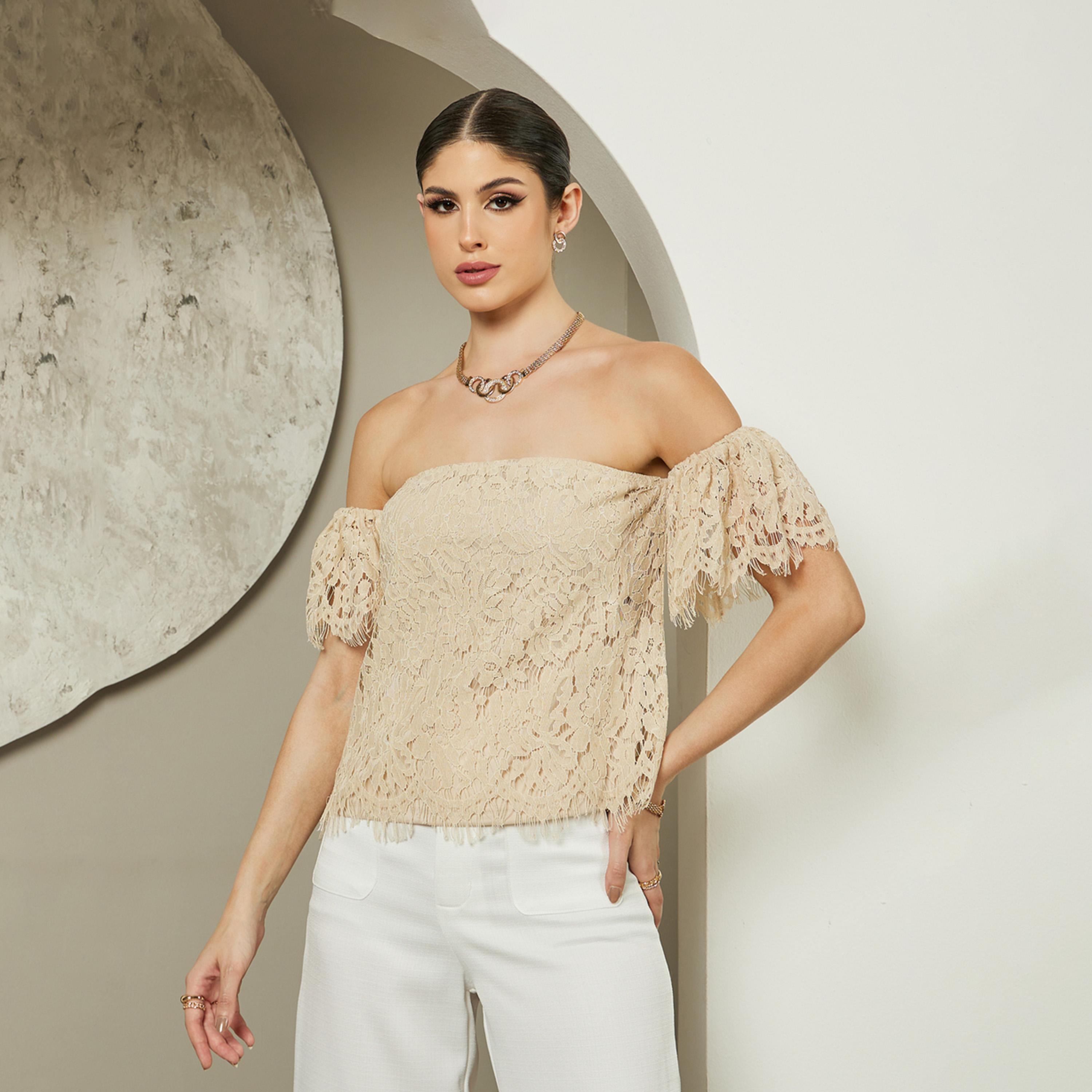 Styli Bandeau Neck Scalloped Hem Lined Top-women-clothing-shirtsandblouses-blouses-image-2