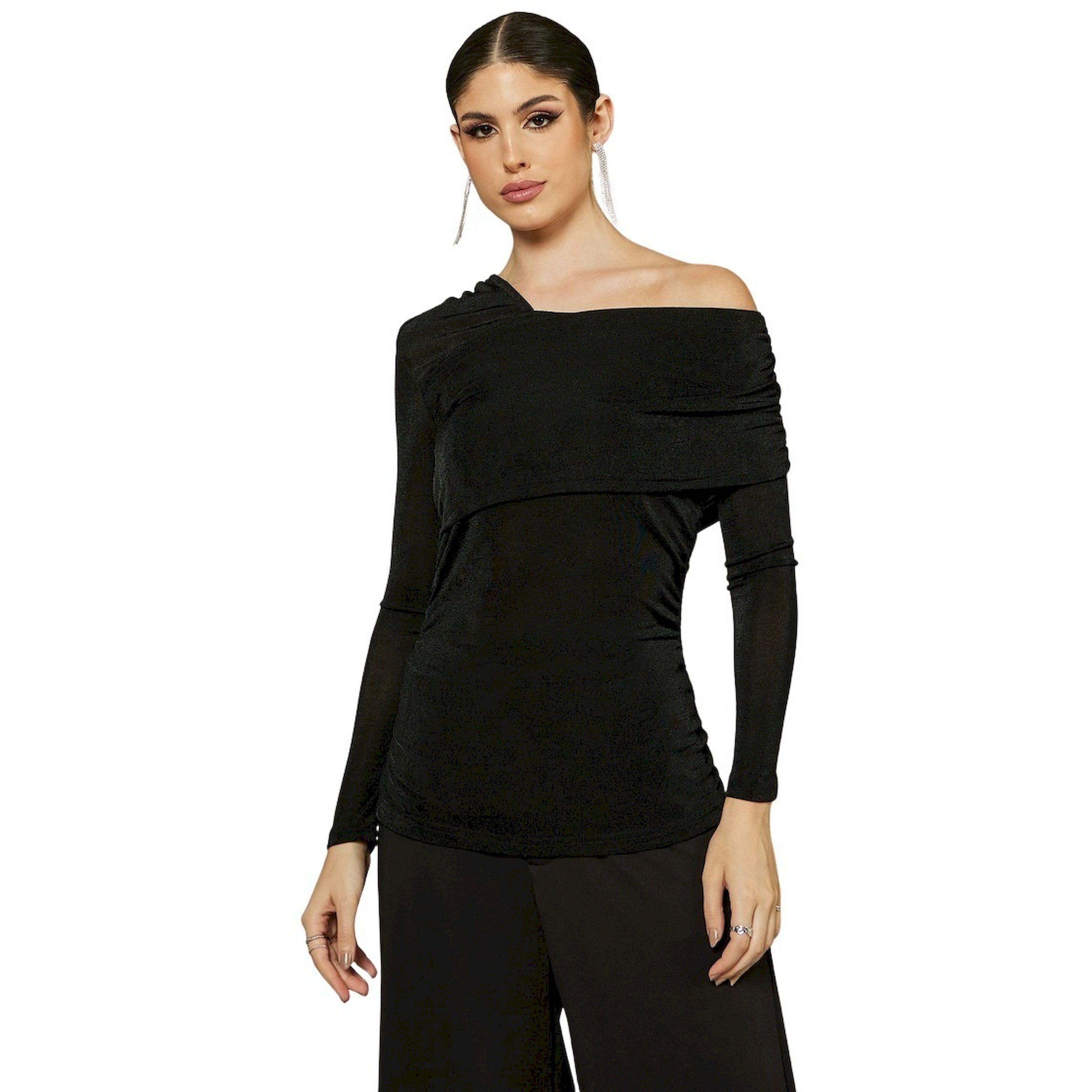 ستايلي - بلوزة محبوكة برقبة غير متماثلة وكتف واحد-women-clothing-tshirts-image-2