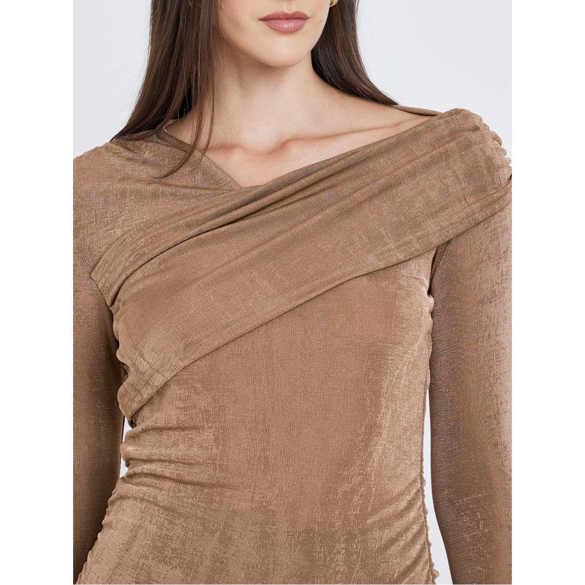 Styli Asymmetrical Neck Long Sleeve Knit Top-women-clothing-tshirts-image-4