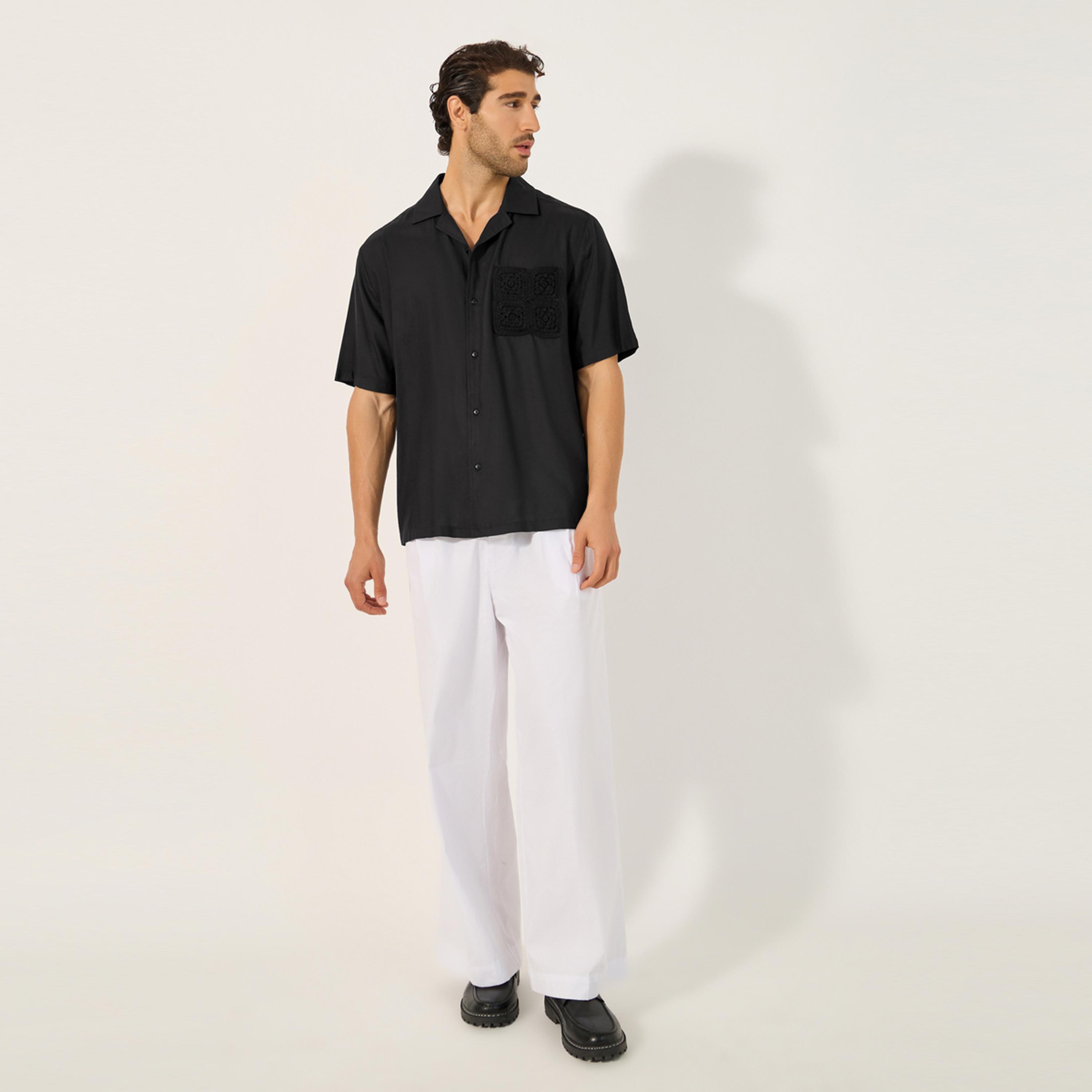 ستايلي - ليميتد - قميص رجالي مريح بياقة مفتوحة مع جيب كروشيه-men-clothing-shirts-image-2