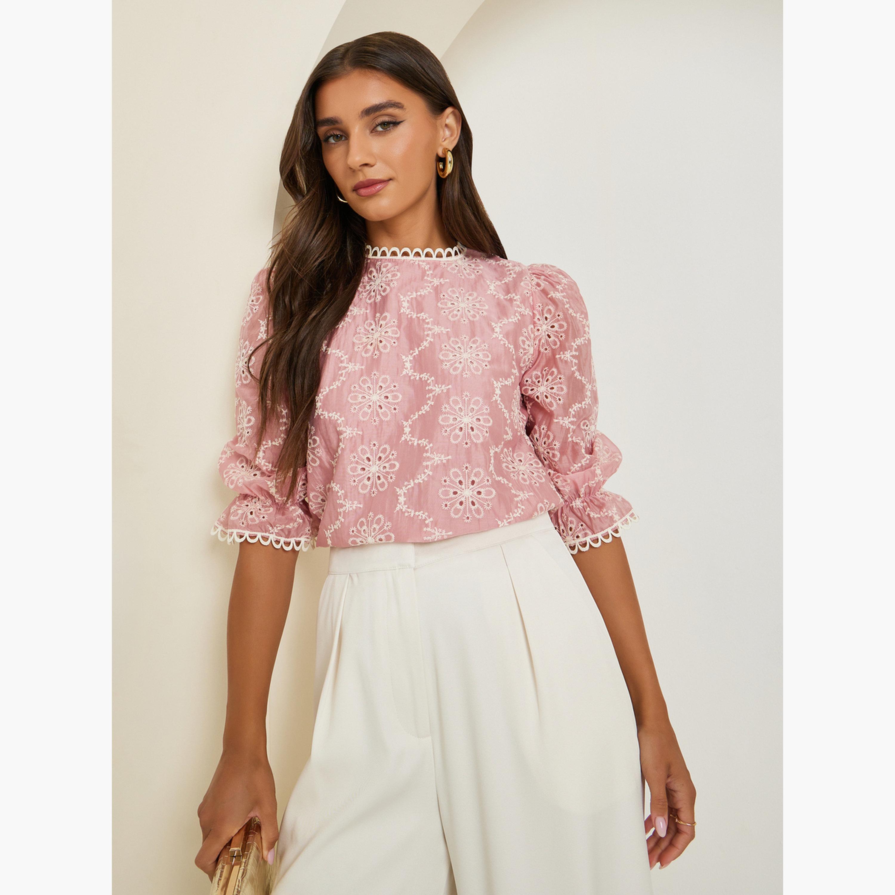 Styli Women Light Pink Embroidered Blouse-women-clothing-shirtsandblouses-blouses-image-2