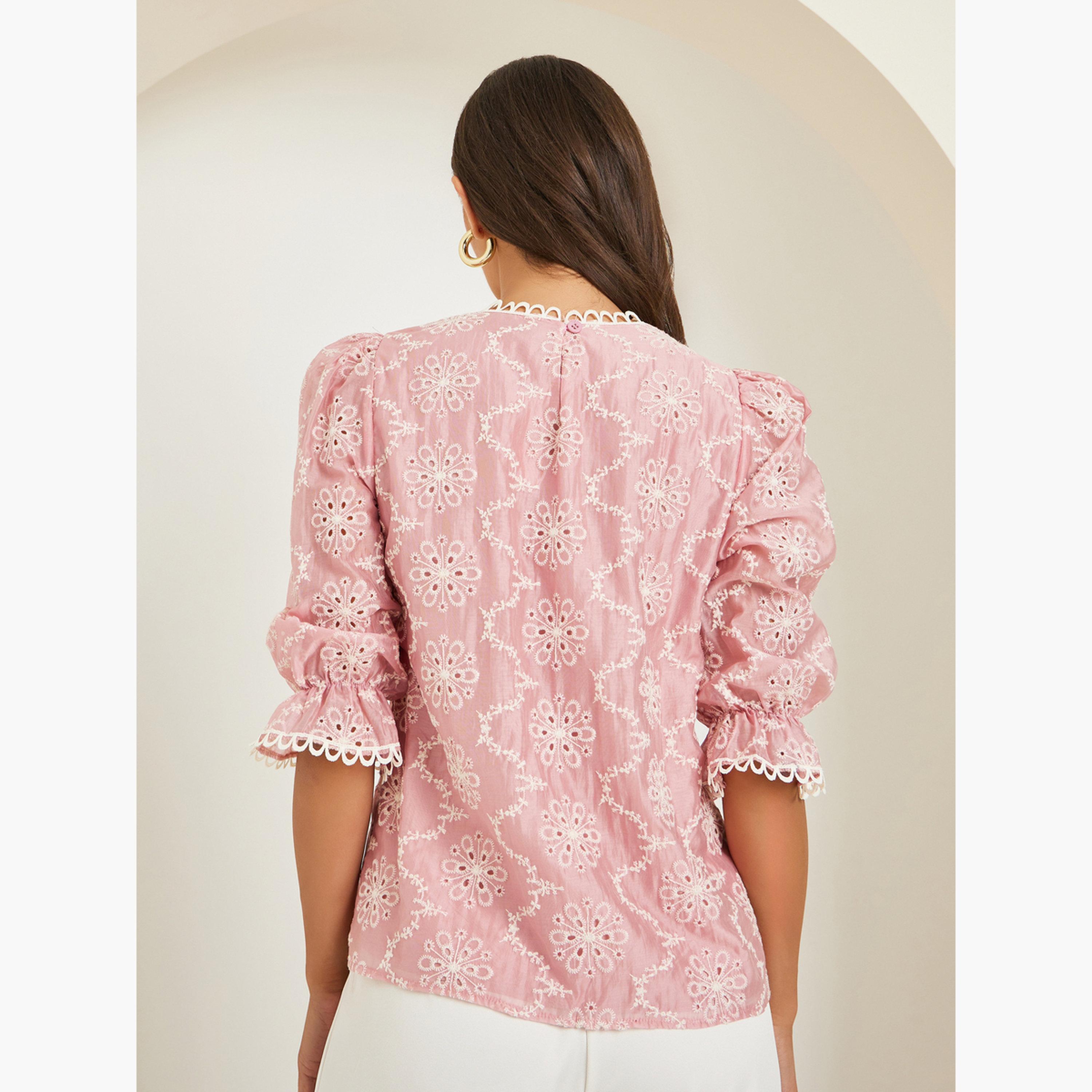 Styli Women Light Pink Embroidered Blouse-women-clothing-shirtsandblouses-blouses-image-5