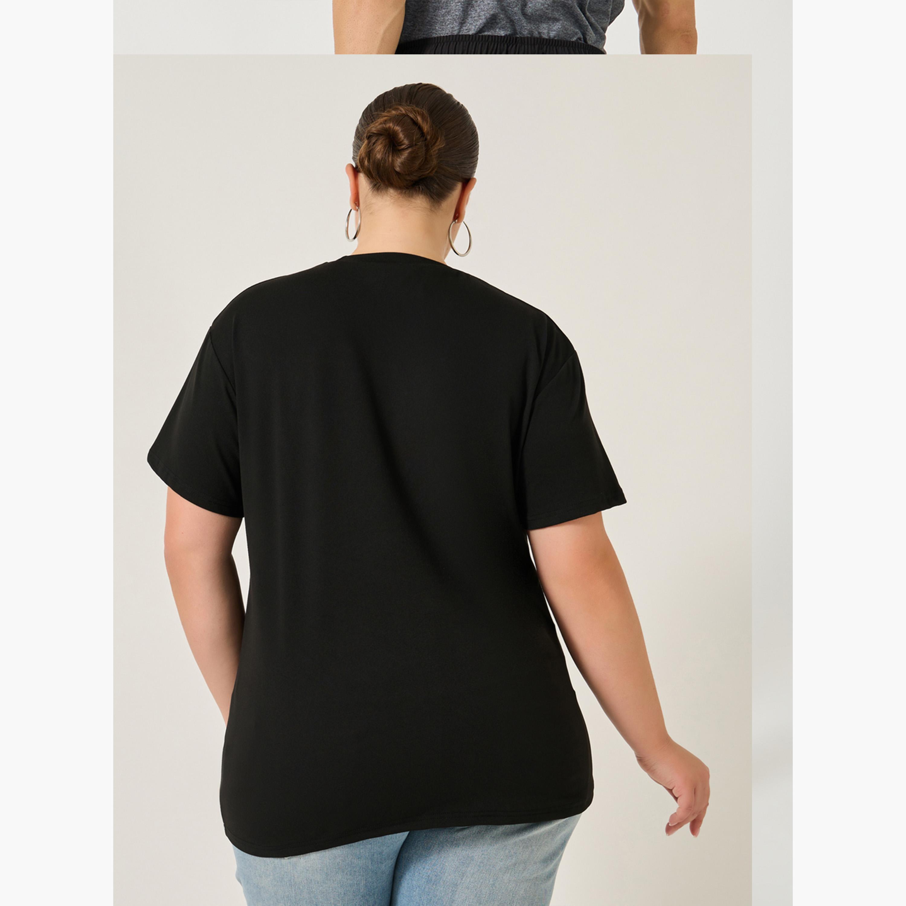 Styli Plus Size Embellished Round Neck T-Shirt-women-clothing-nightwear-pyjamas-tops-image-5