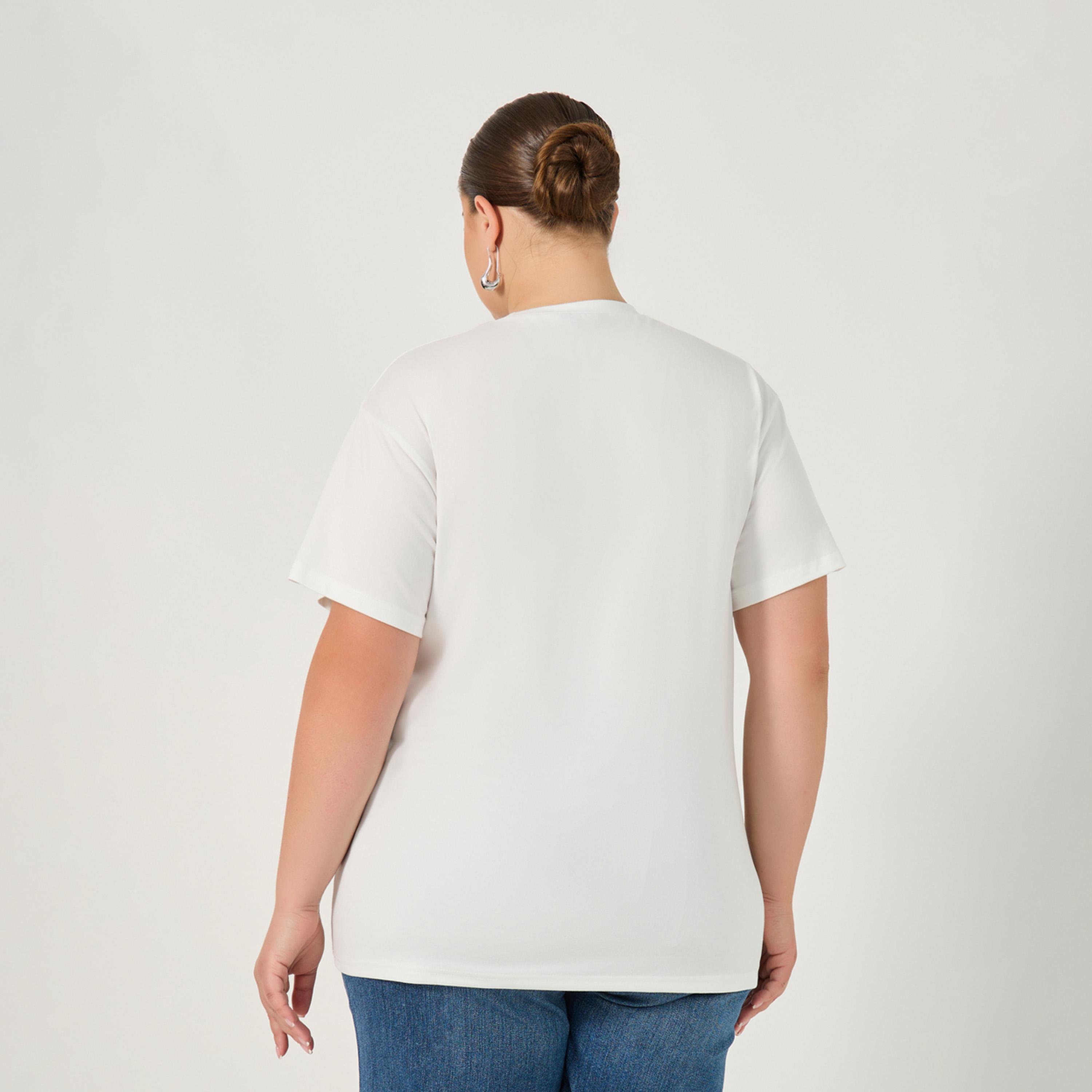 ستايلي - تي شيرت بمقاس كبير مزين برقبة دائرية-women-clothing-nightwear-pyjamas-tops-image-6