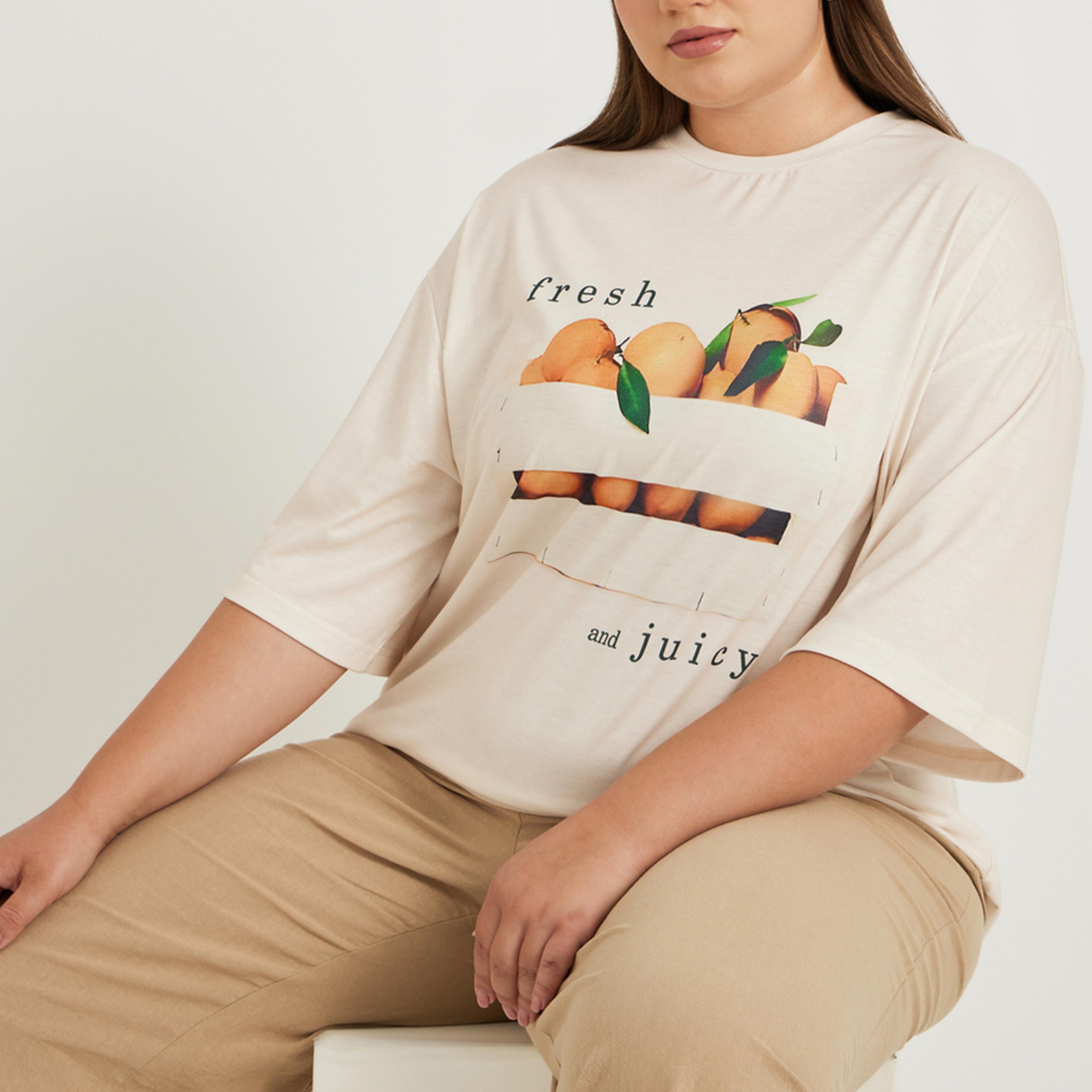 Styli Plus Size Graphic Print Dropped Shoulder Oversized T-Shirt-women-clothing-tshirts-image-3