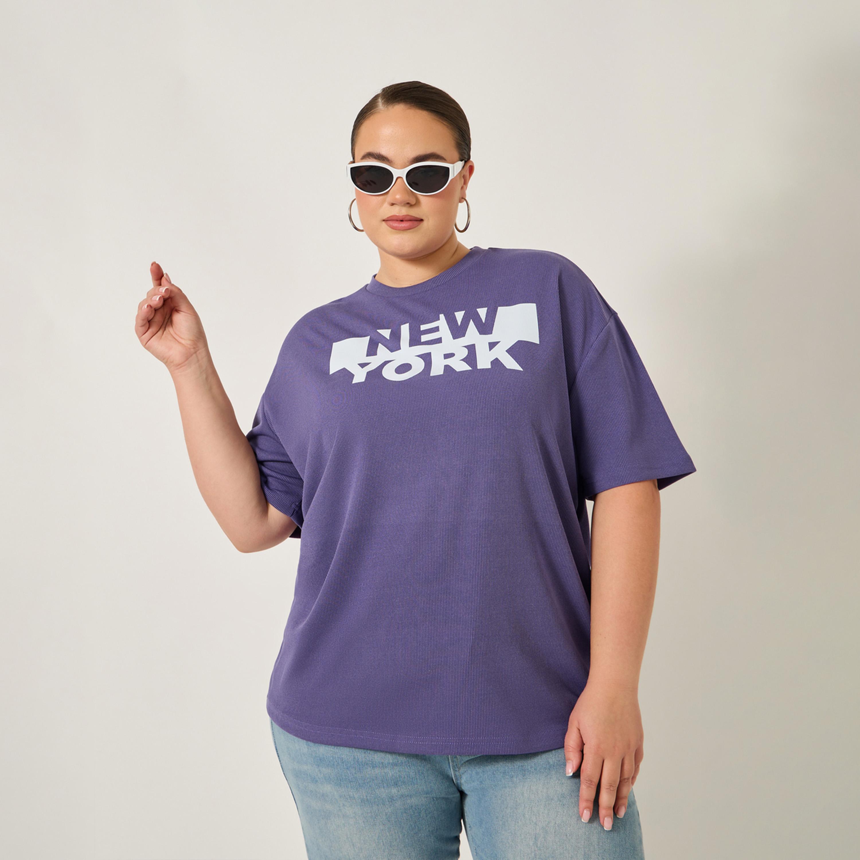 Styli Plus Size Oversized Graphic Print T-Shirt-women-clothing-nightwear-pyjamas-tops-image-1