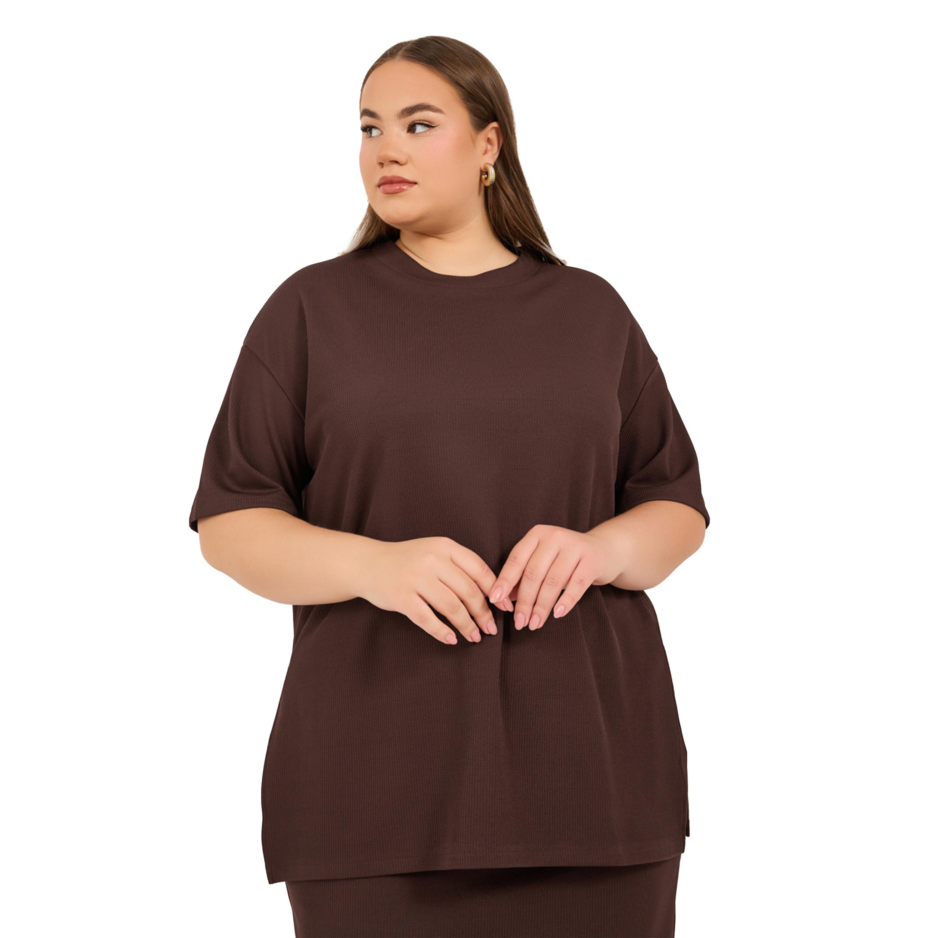 Styli Plus Size Ribbed Knit Round Neck Oversized T-Shirt-women-clothing-tshirts-image-3