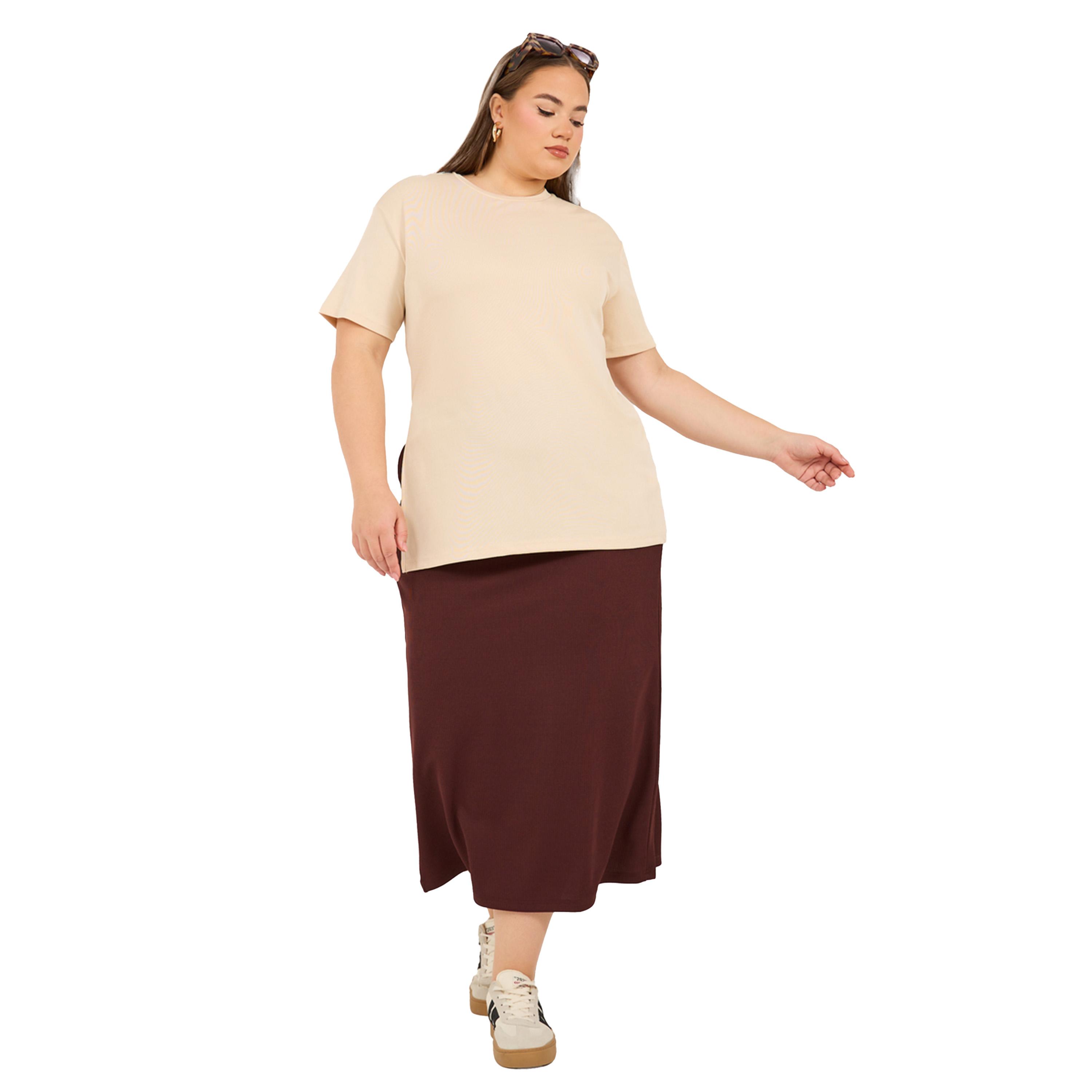 Styli Plus Size Ribbed Knit Round Neck Oversized T-Shirt-women-clothing-tshirts-image-3