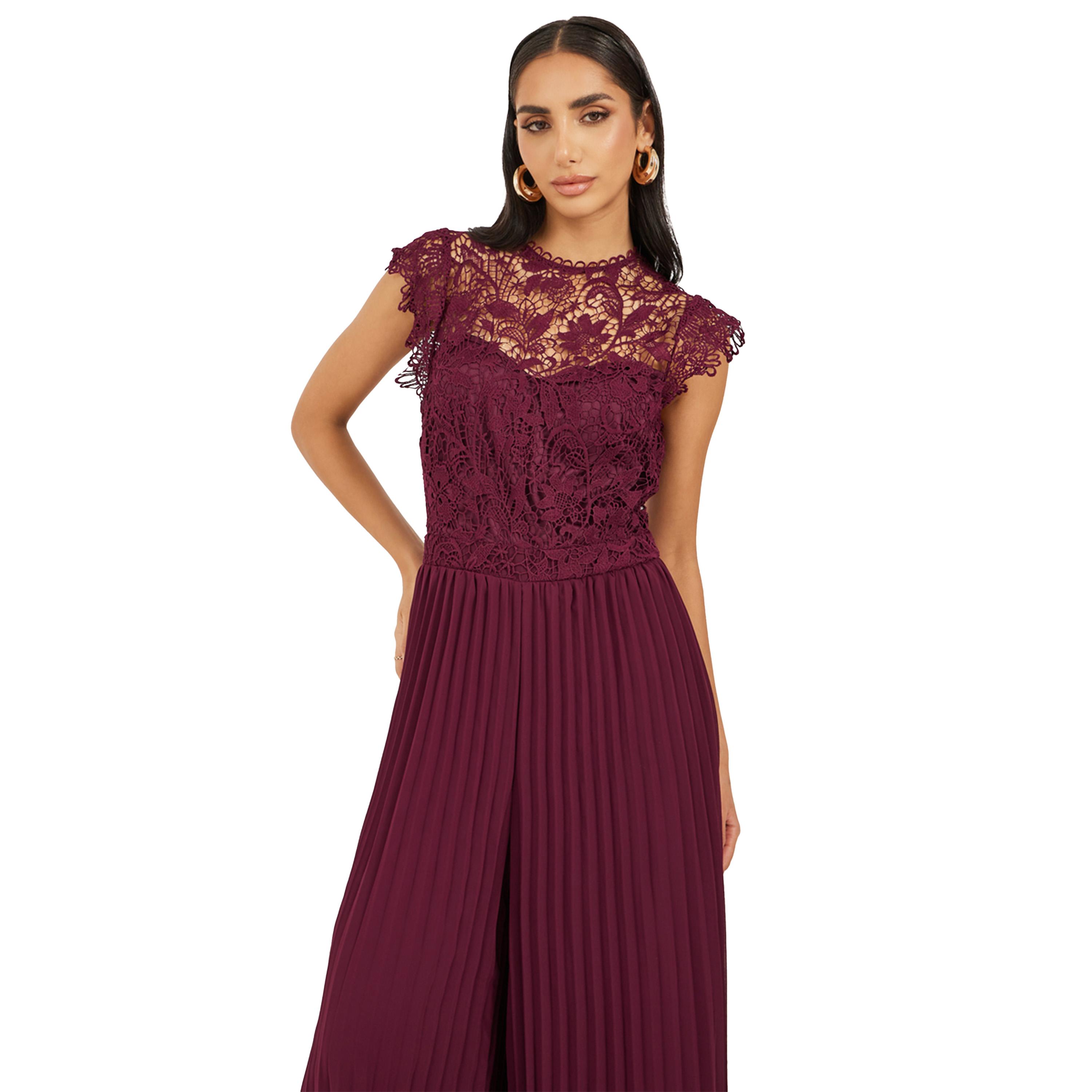 Styli Lace Insert Frill Detail Pleated Wide Leg Jumpsuit-women-clothing-jumpsuits-image-2