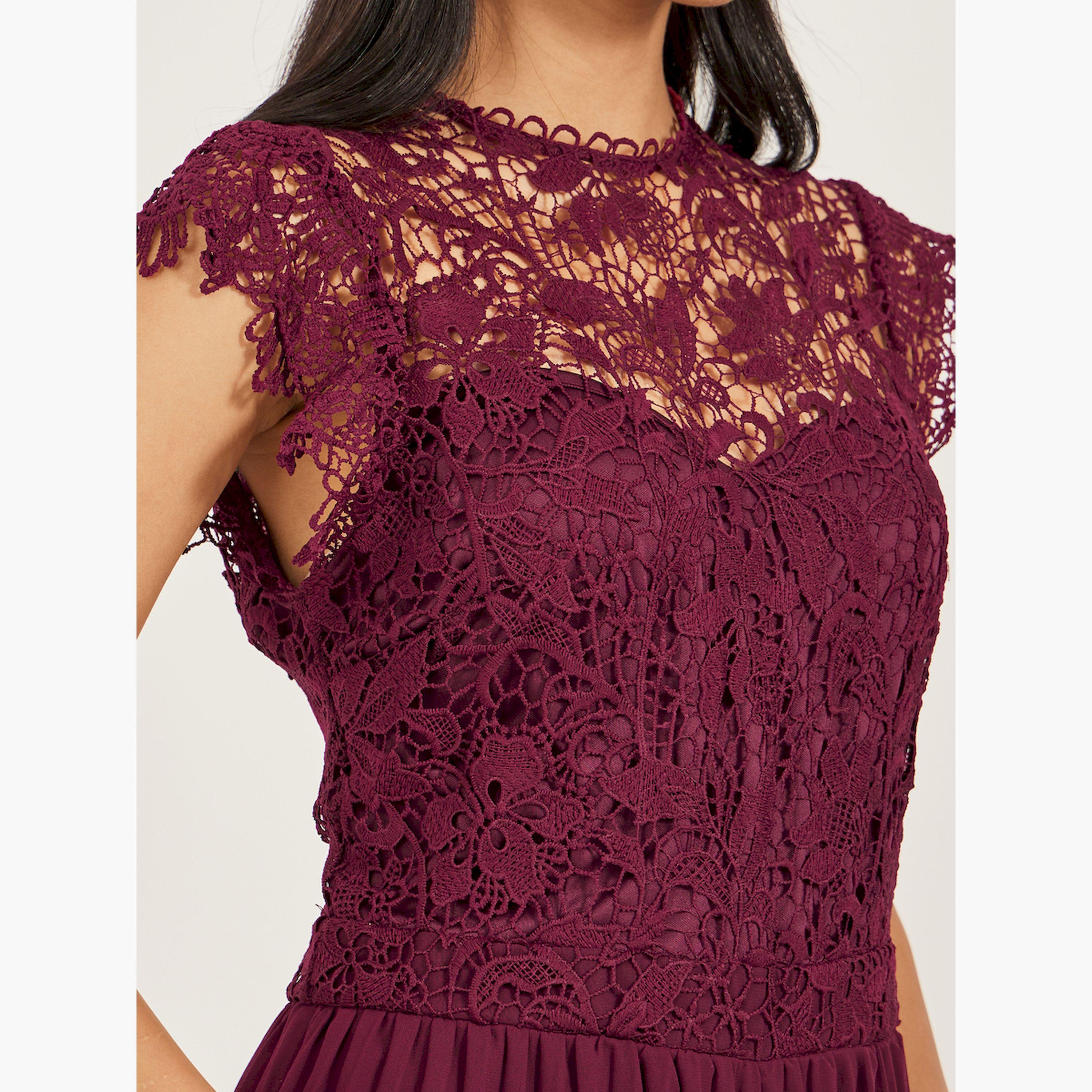 ستايلي - جمبسوت واسع الساق بكسرات مع تفاصيل كشكشة وأجزاء دانتيل-women-clothing-jumpsuits-image-3