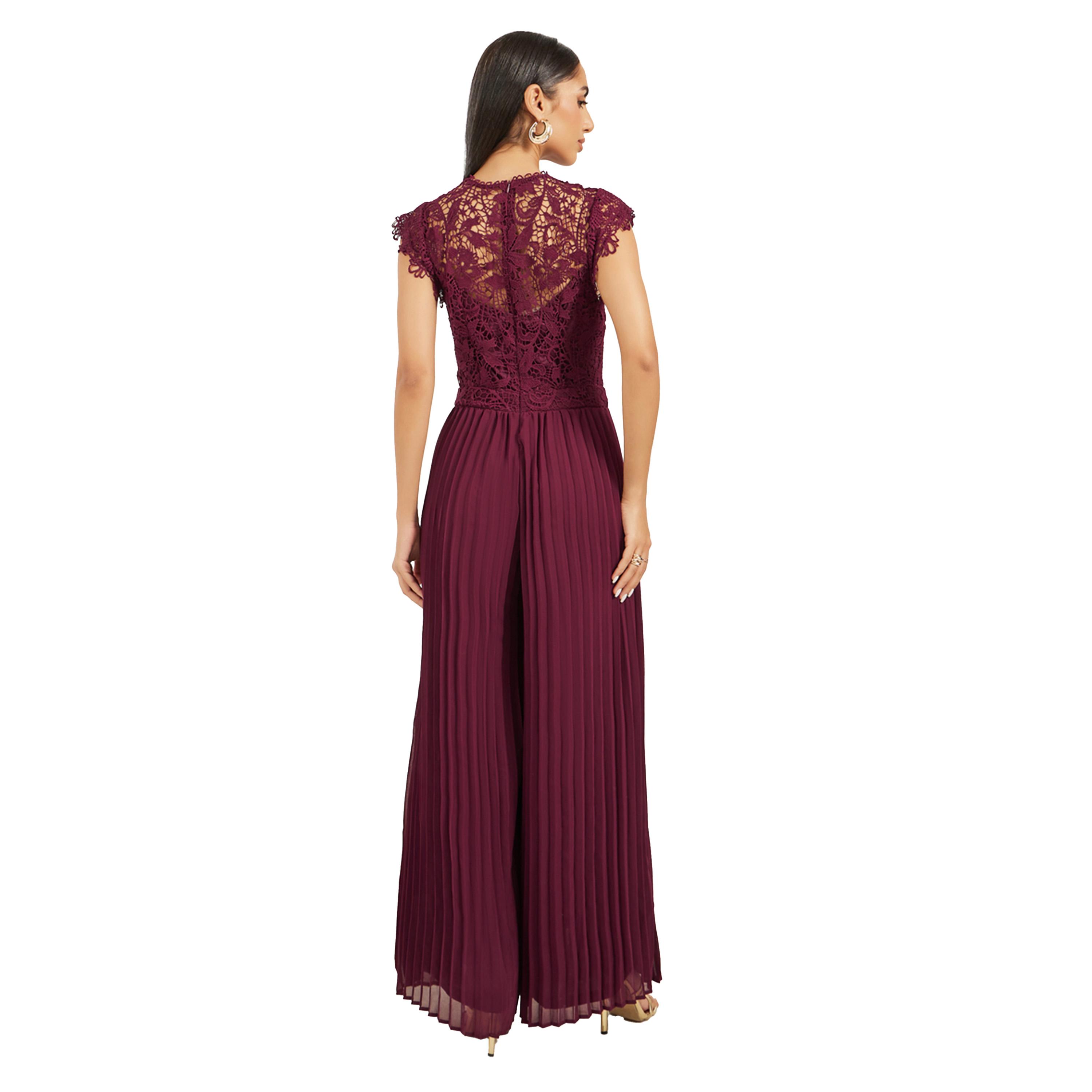 Styli Lace Insert Frill Detail Pleated Wide Leg Jumpsuit-women-clothing-jumpsuits-image-4