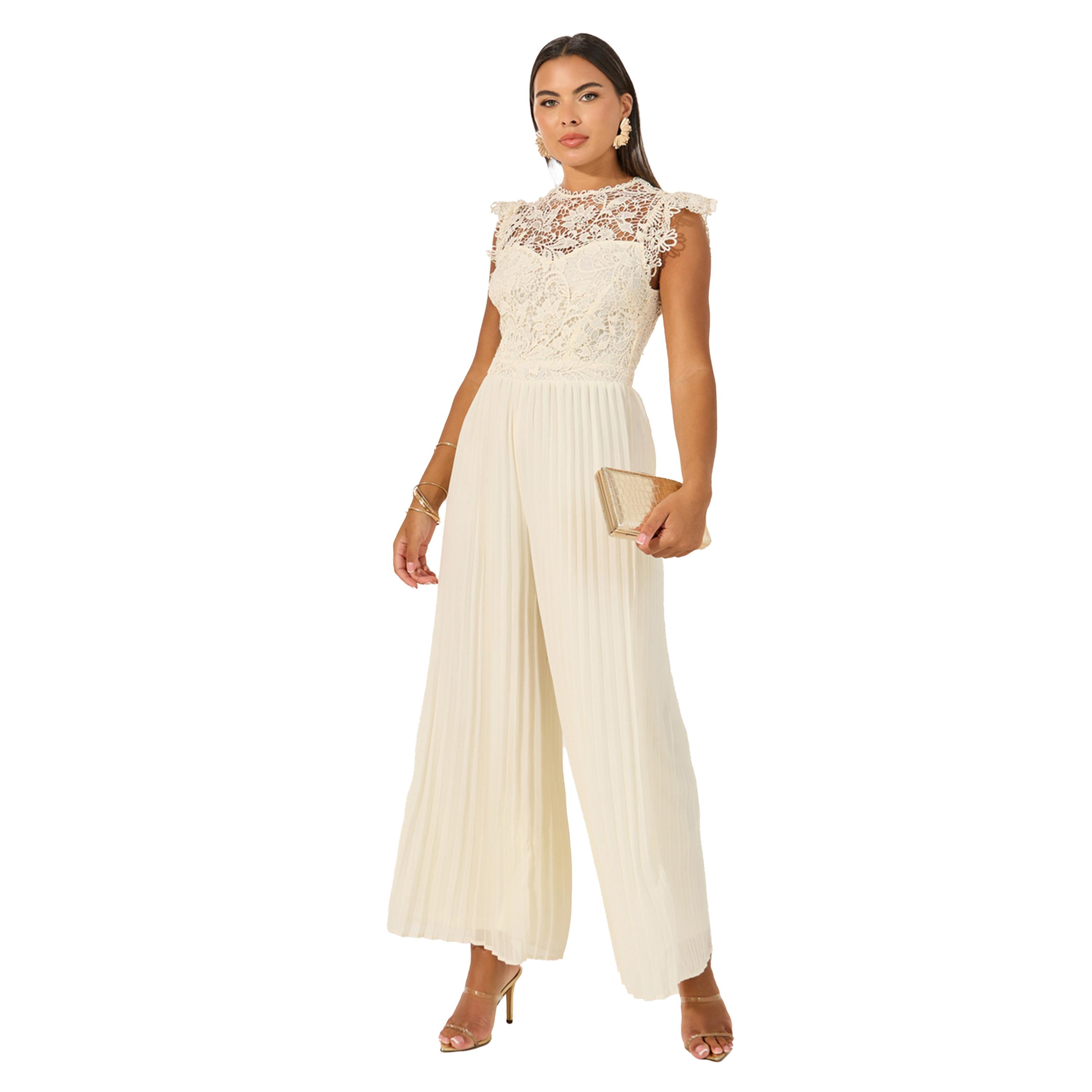 Styli Lace Insert Frill Detail Pleated Wide Leg Jumpsuit-women-clothing-jumpsuits-image-1