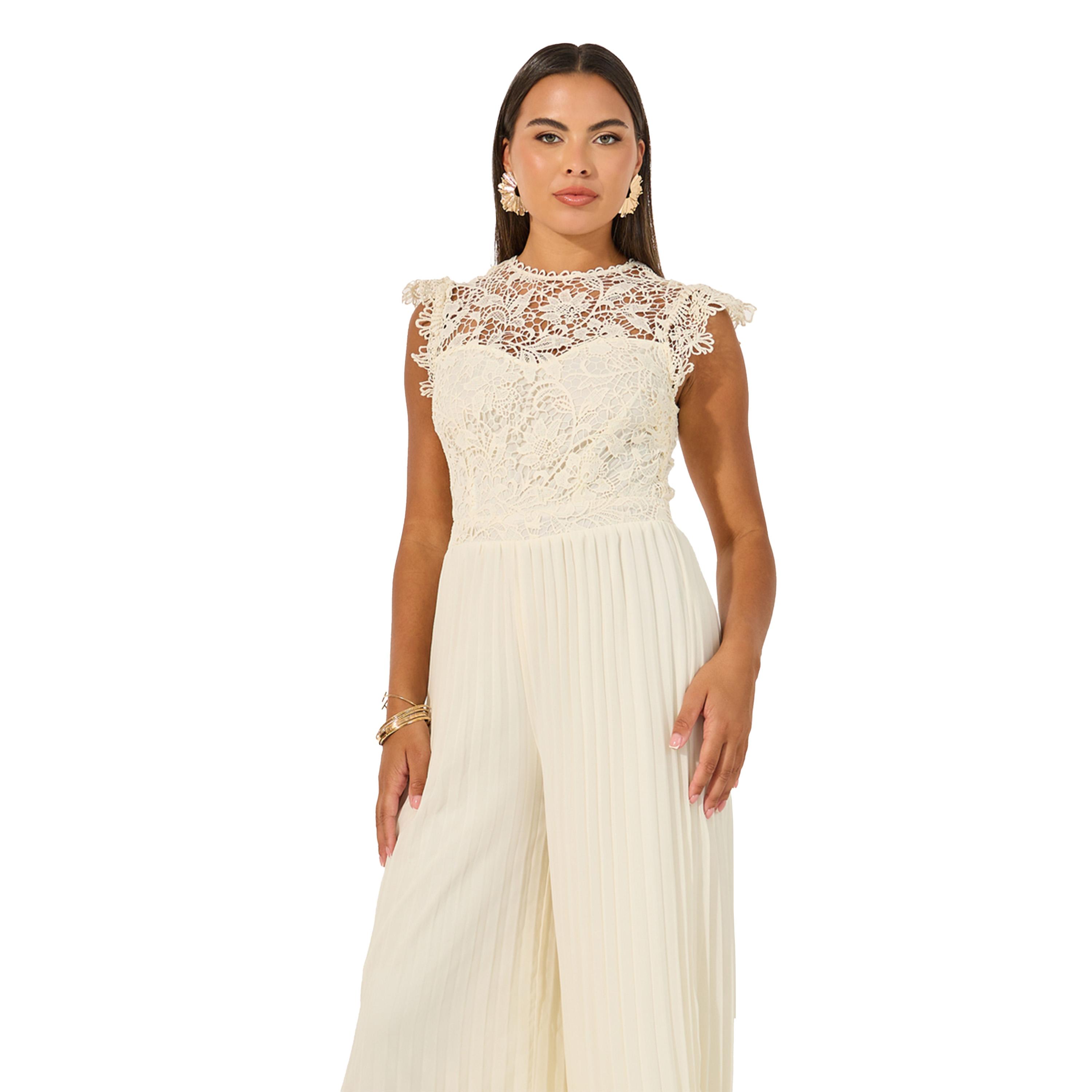 Styli Lace Insert Frill Detail Pleated Wide Leg Jumpsuit-women-clothing-jumpsuits-image-2