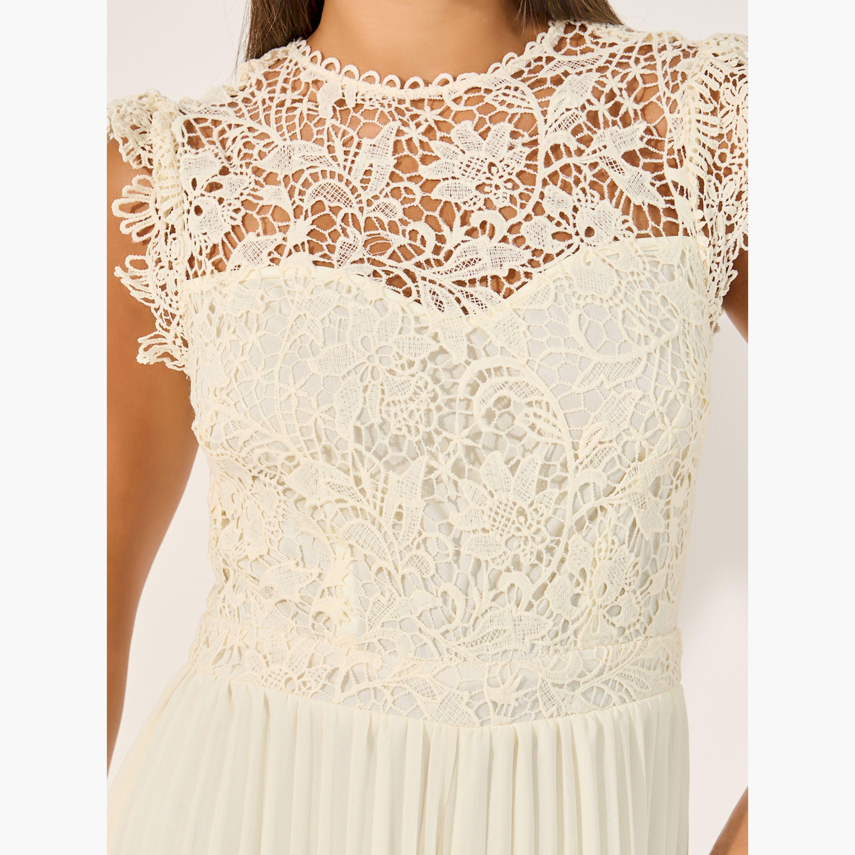 Styli Lace Insert Frill Detail Pleated Wide Leg Jumpsuit-women-clothing-jumpsuits-image-3