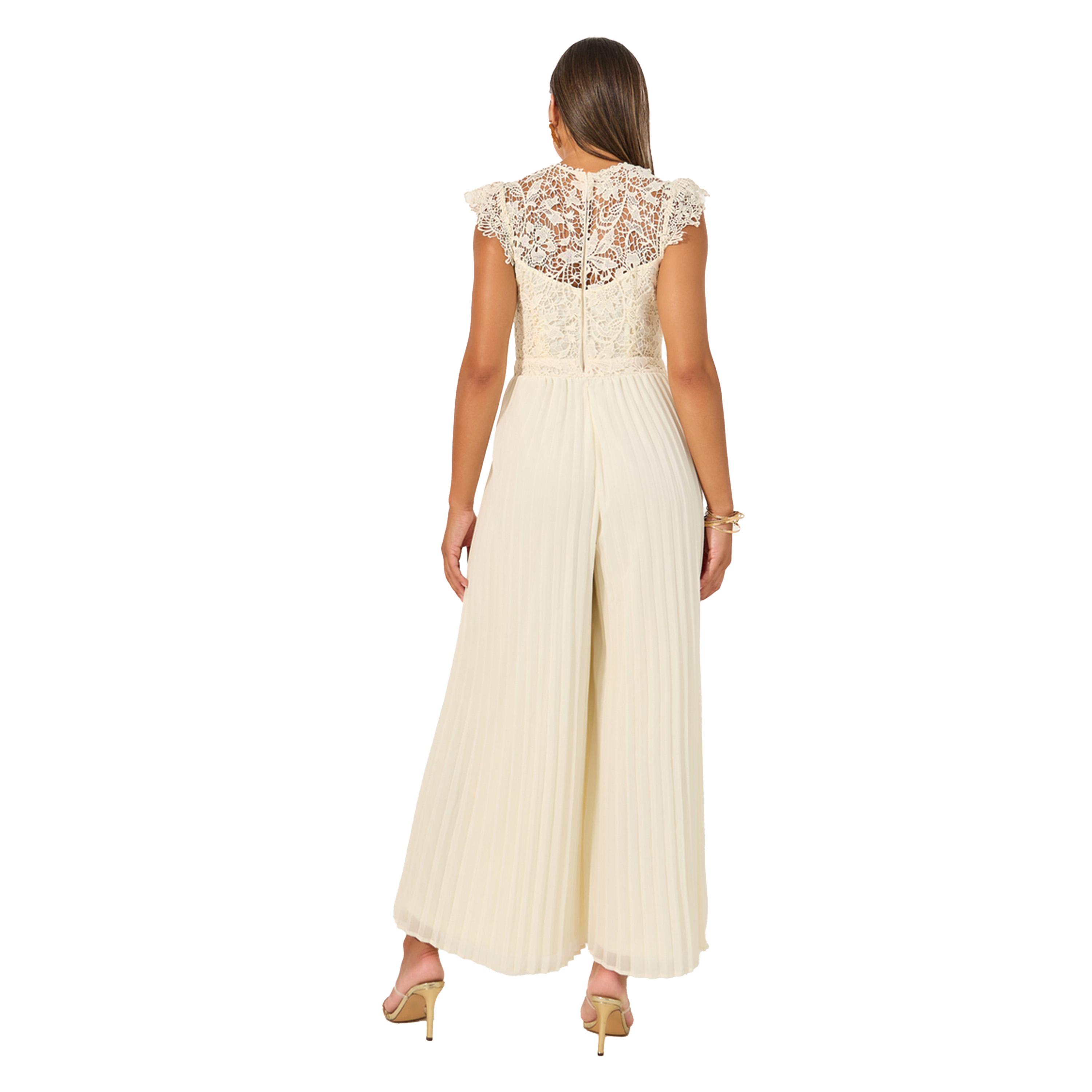 ستايلي - جمبسوت واسع الساق بكسرات مع تفاصيل كشكشة وأجزاء دانتيل-women-clothing-jumpsuits-image-4
