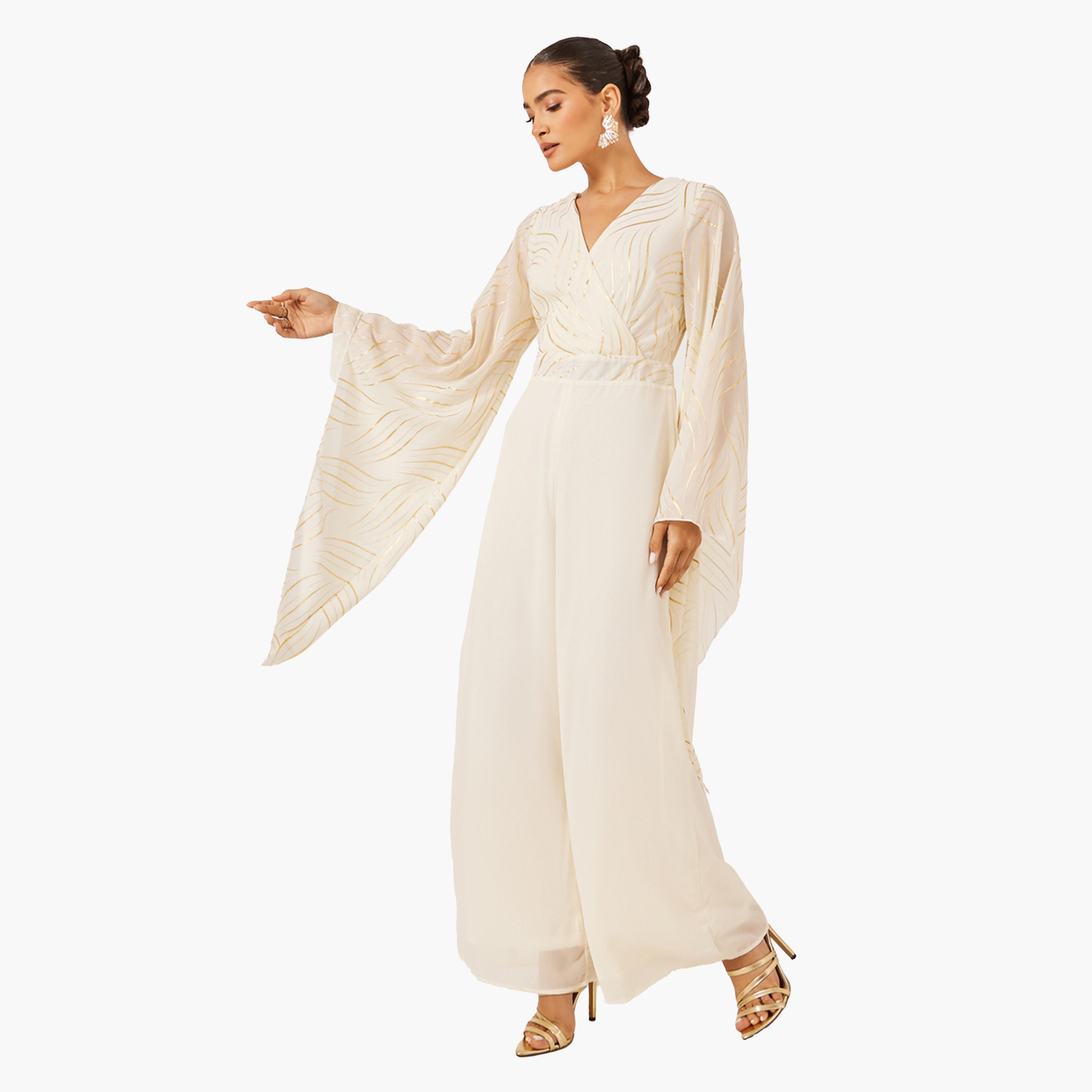Styli Cream Foil Print Wide Leg Jumpsuit-women-clothing-jumpsuits-image-1