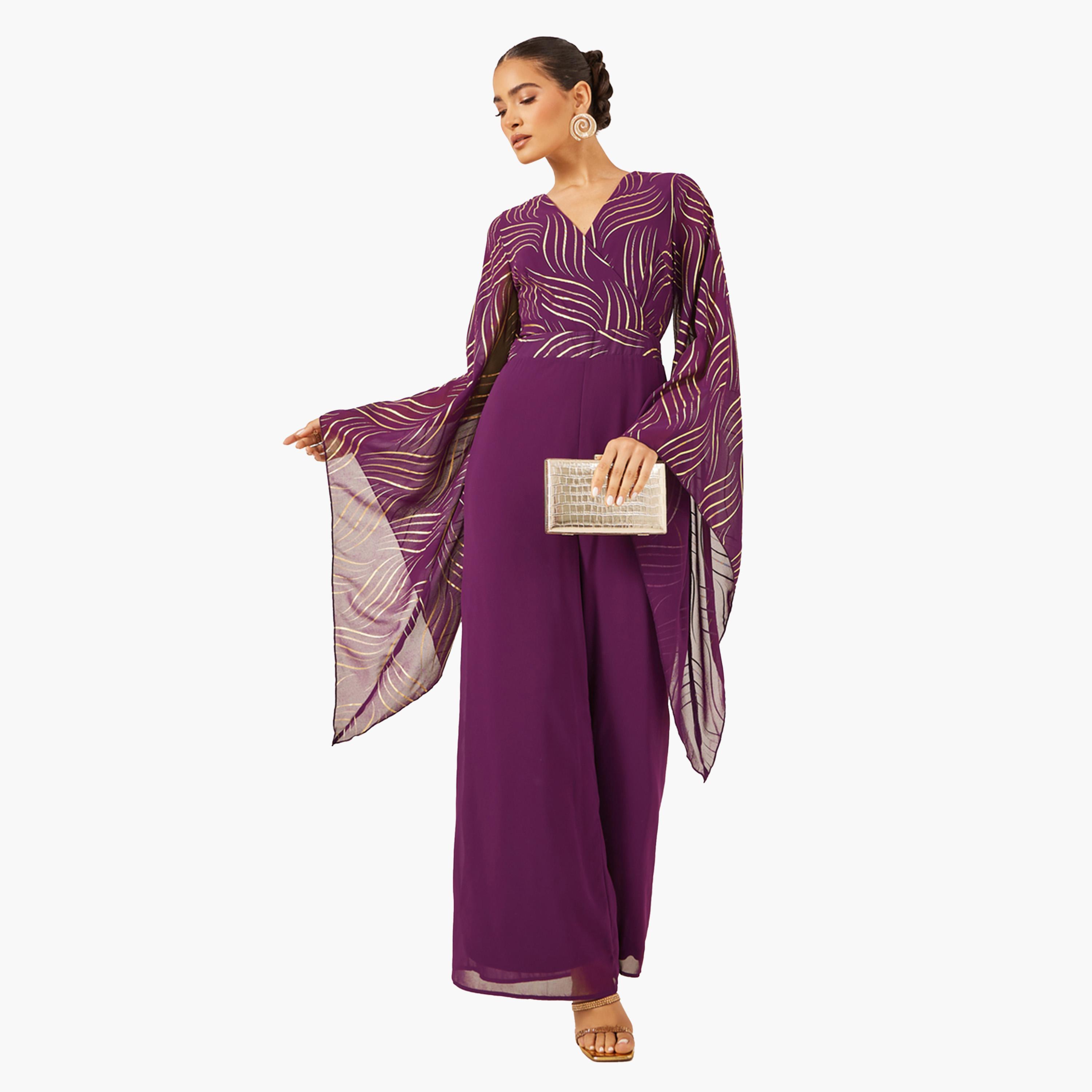 Styli Purple Printed Wide Leg Jumpsuit-women-clothing-jumpsuits-image-2