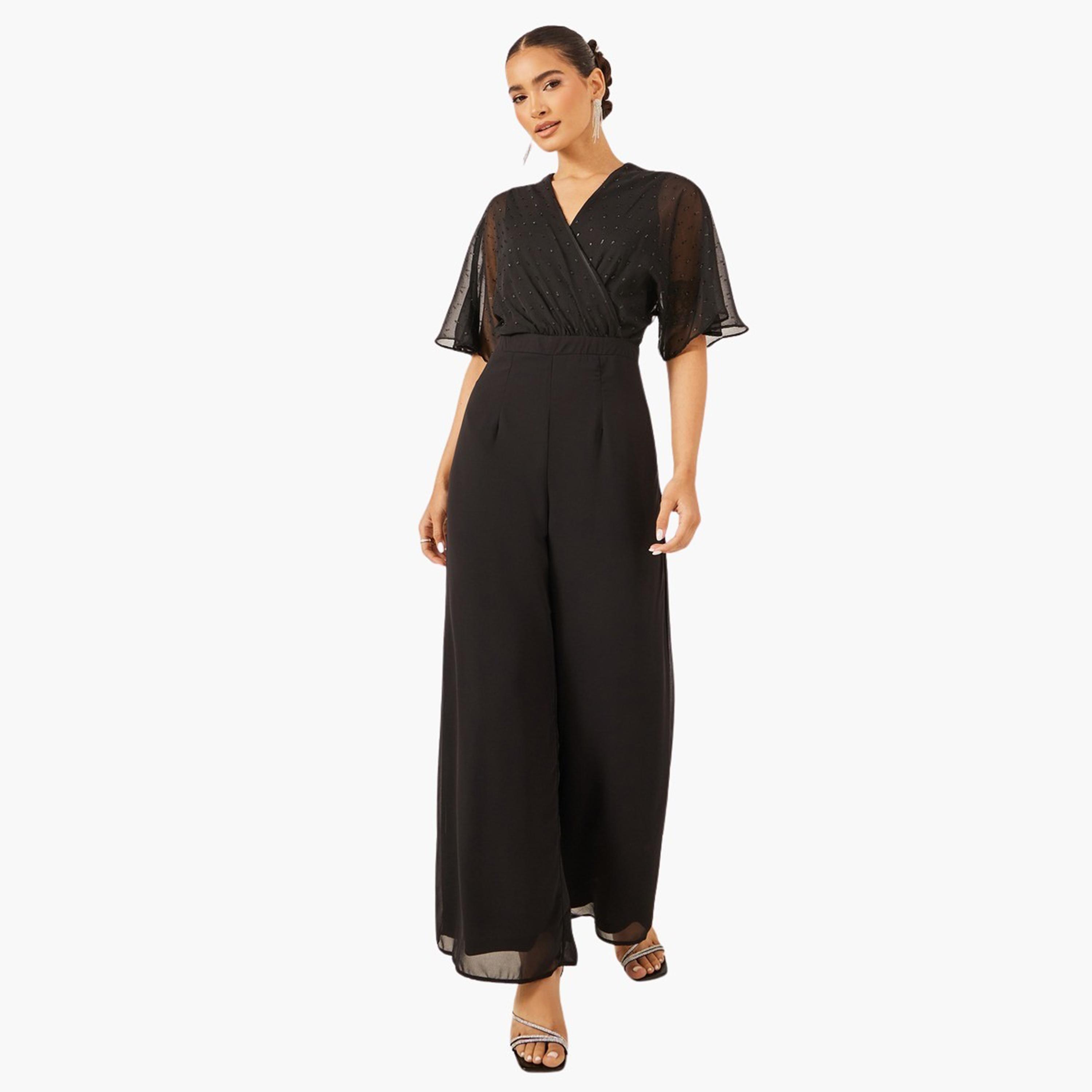 Styli Textured Dobby V-Neck Jumpsuit-women-clothing-jumpsuits-image-1