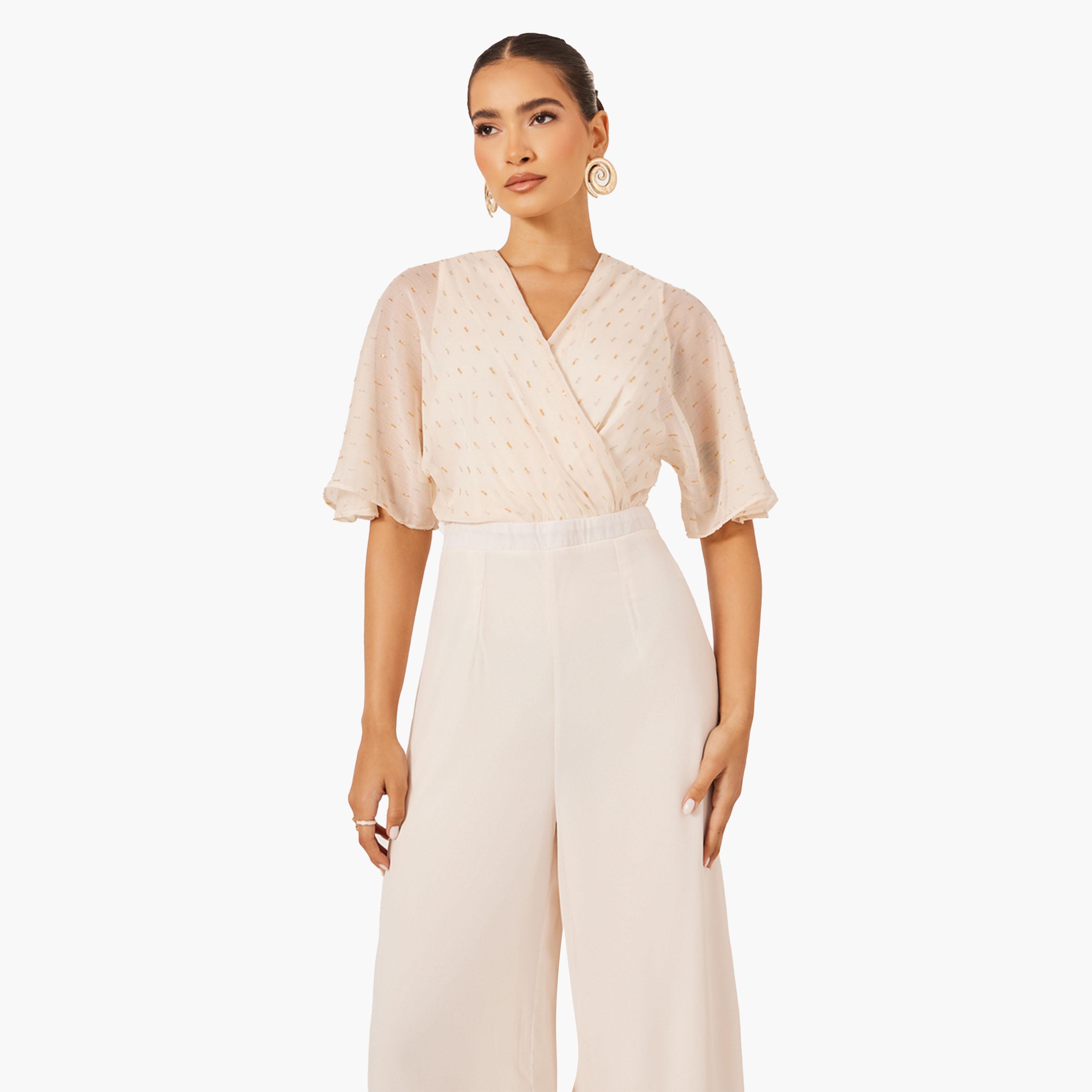 ستايلي - جمبسوت دوبي بفتحة رقبة V-women-clothing-jumpsuits-image-3
